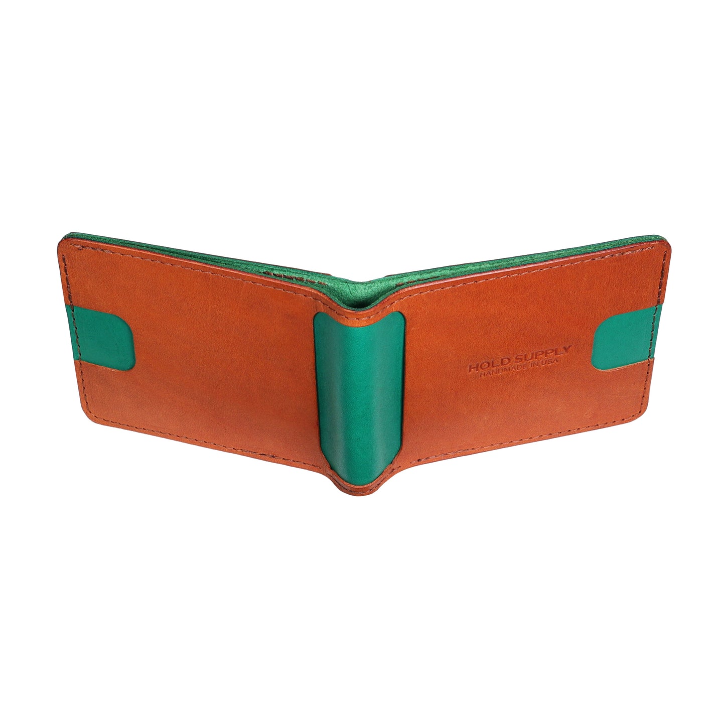 Green and Brown Men's Leather Bifold Wallet