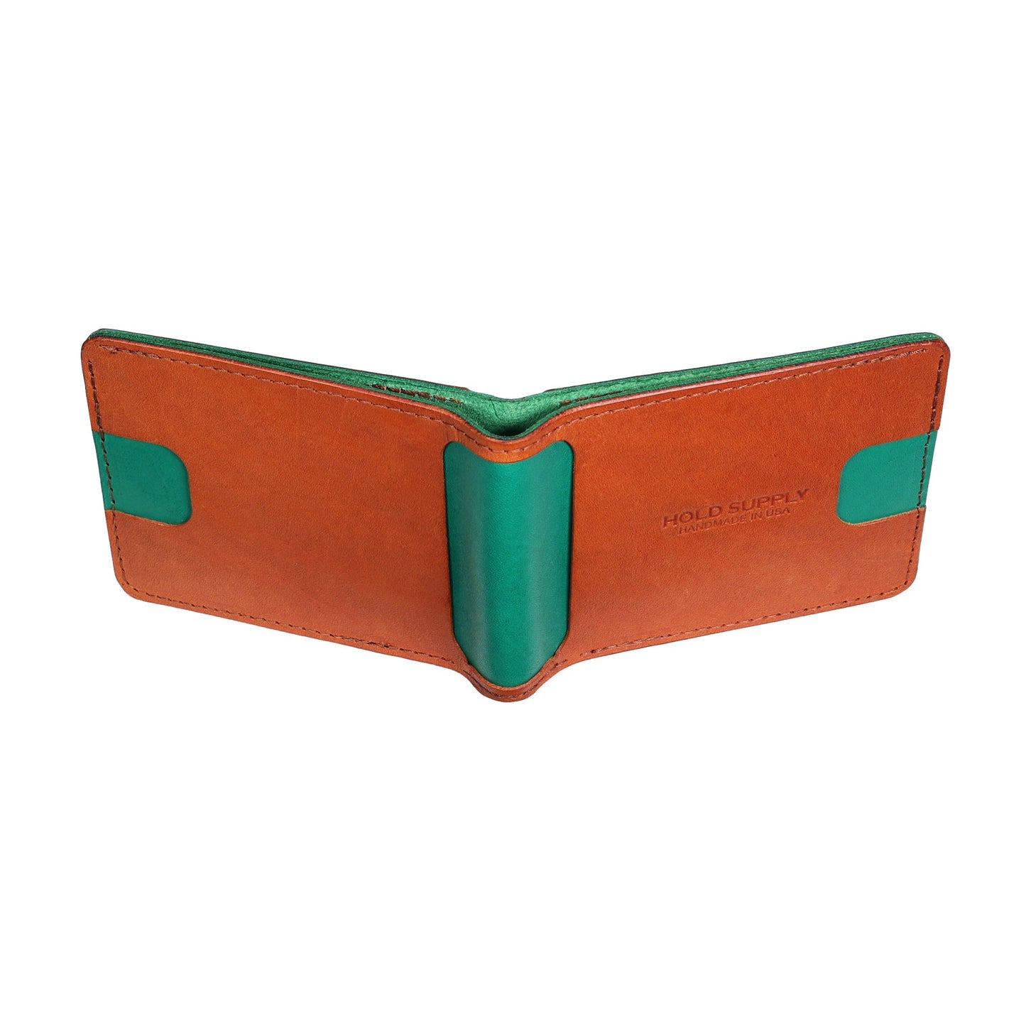 Green and Brown Men's Leather Bifold Wallet