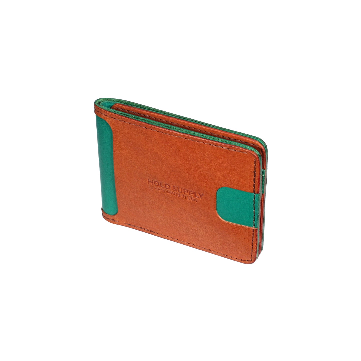 Green and Brown Men's Leather Bifold Wallet