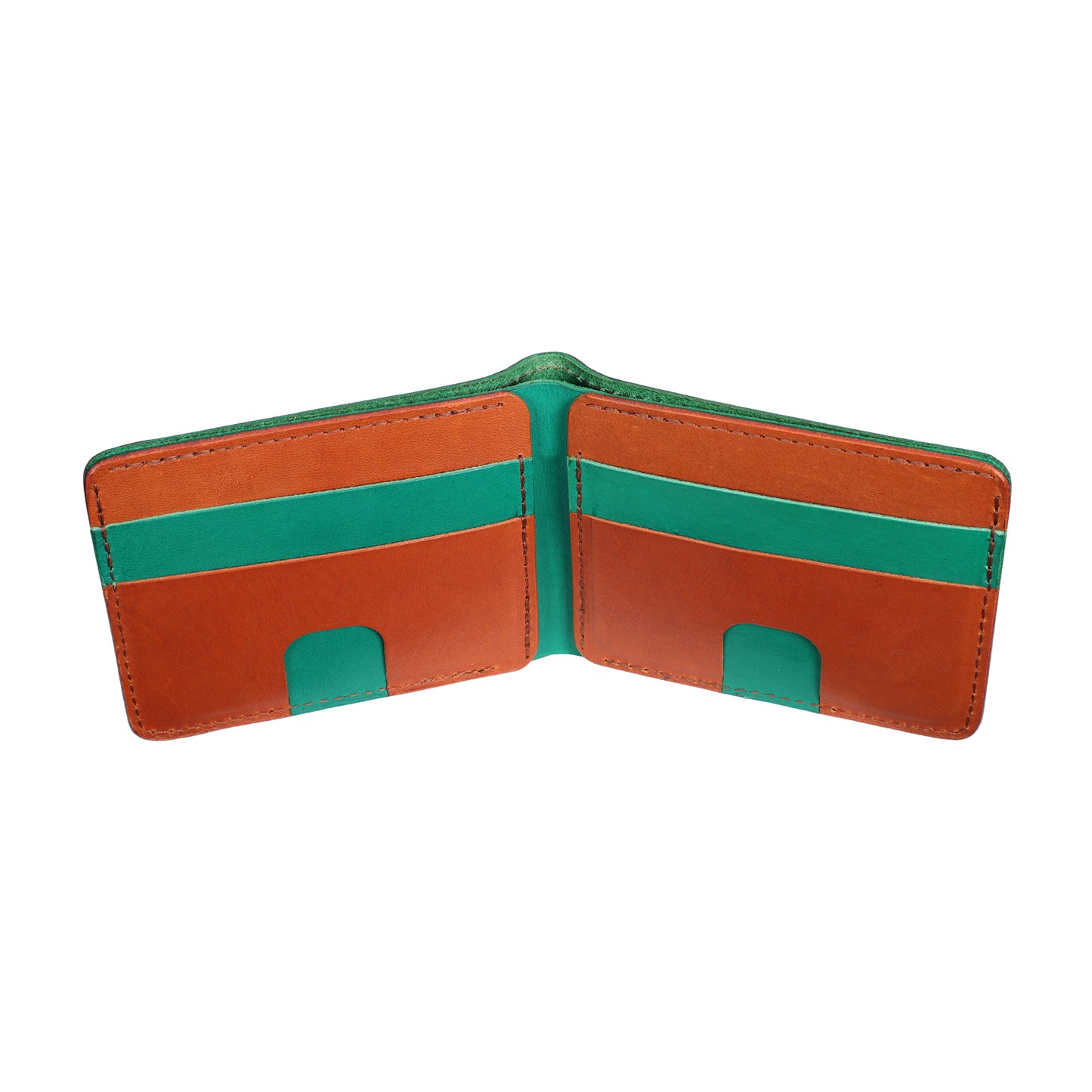 Green and Brown Men's Leather Bifold Wallet