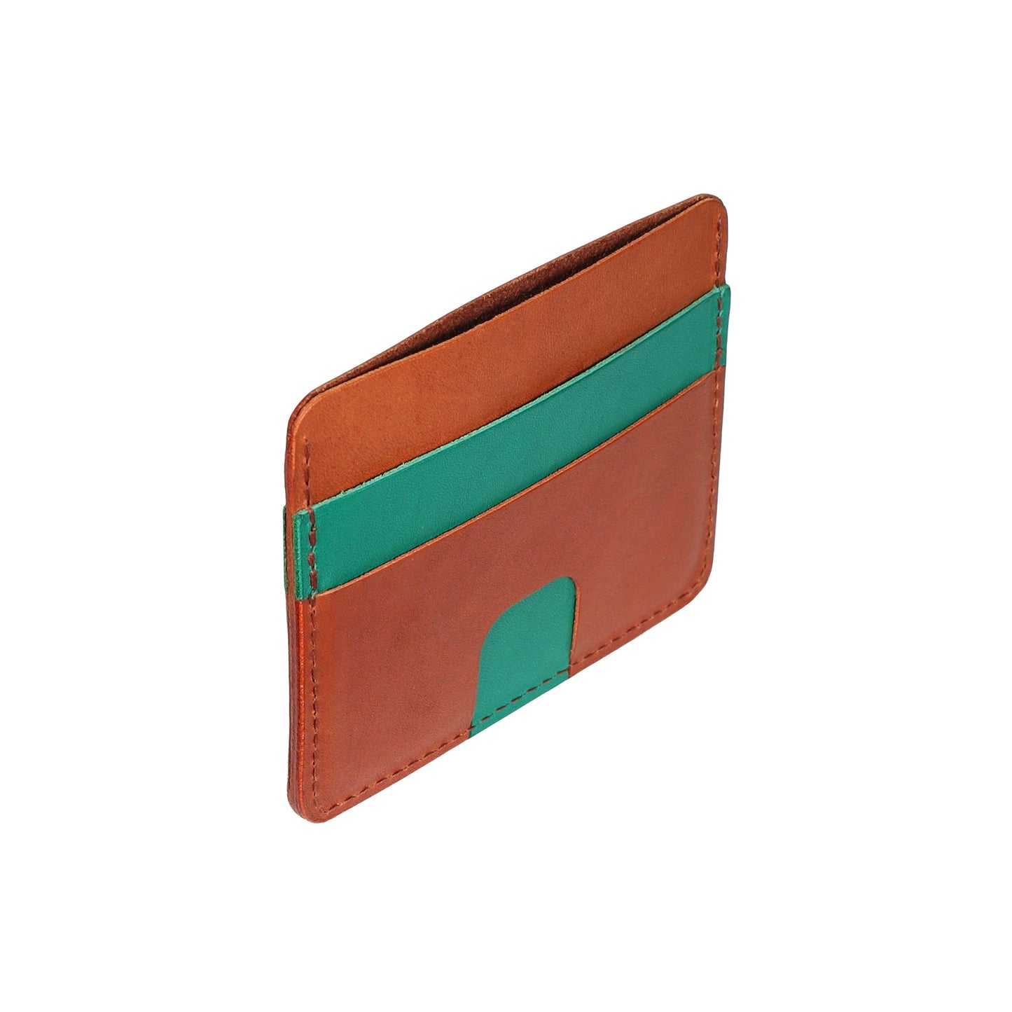 Green and Brown Leather Card Holder Wallet