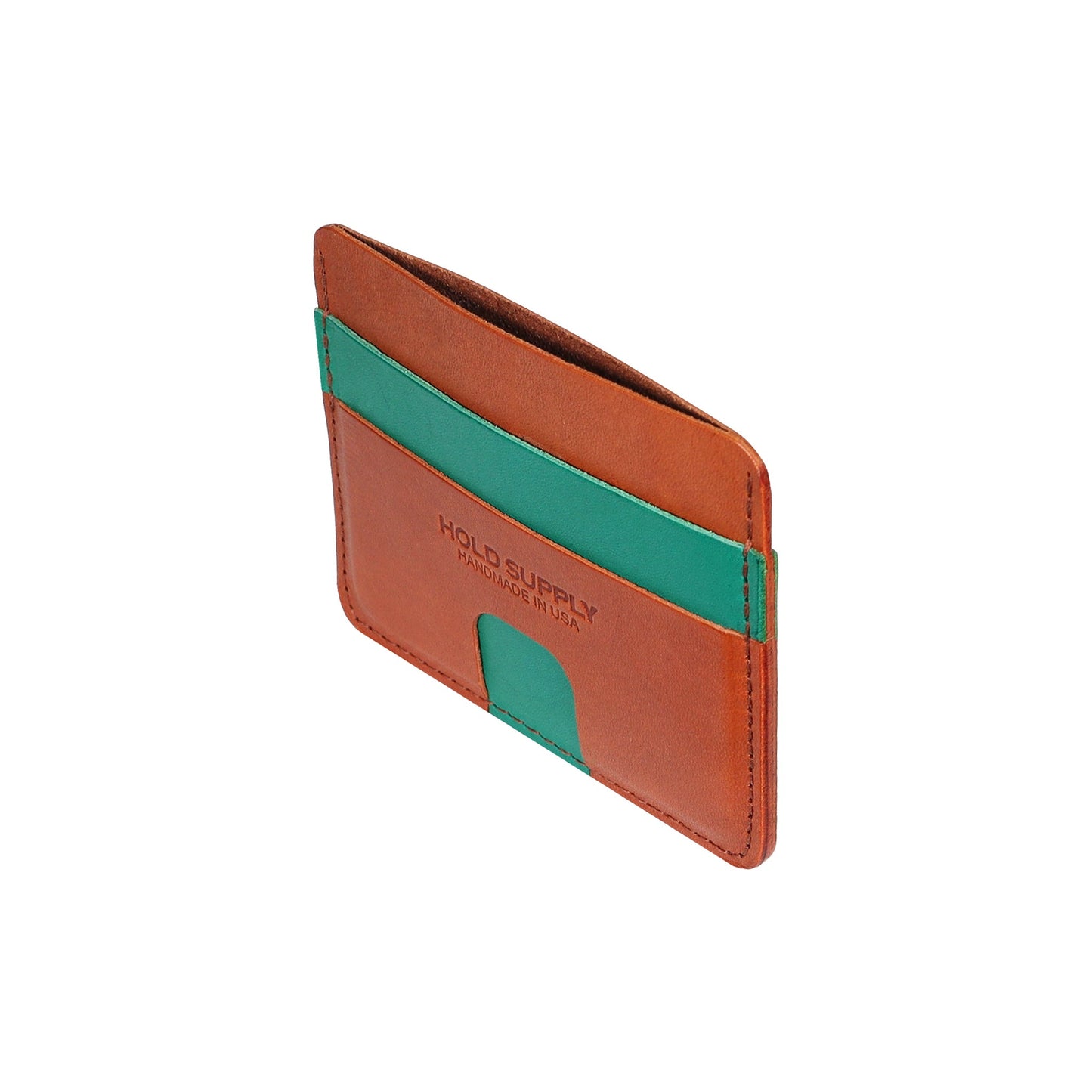 Green and Brown Leather Card Holder Wallet