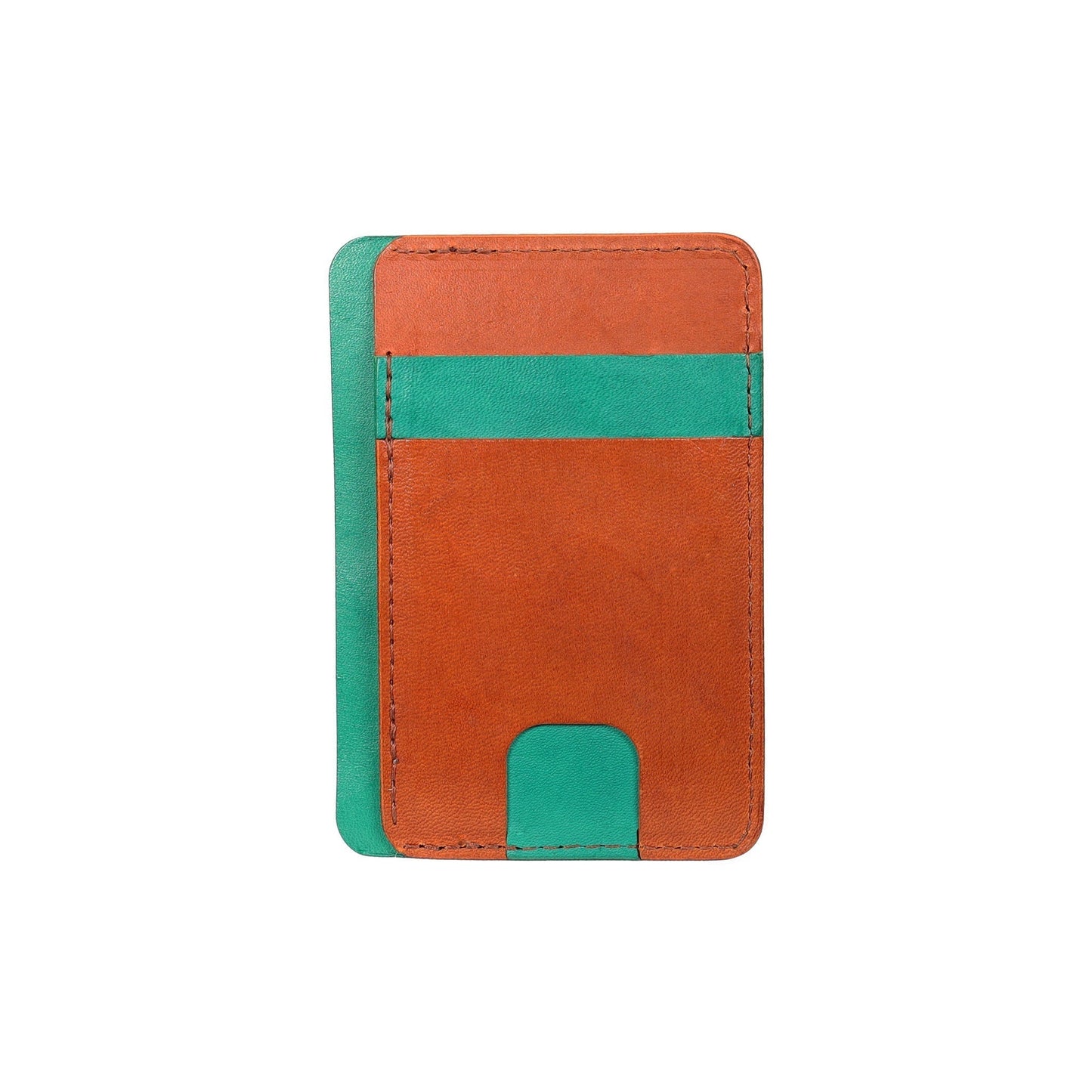 Green and Brown Leather Front Pocket Wallet