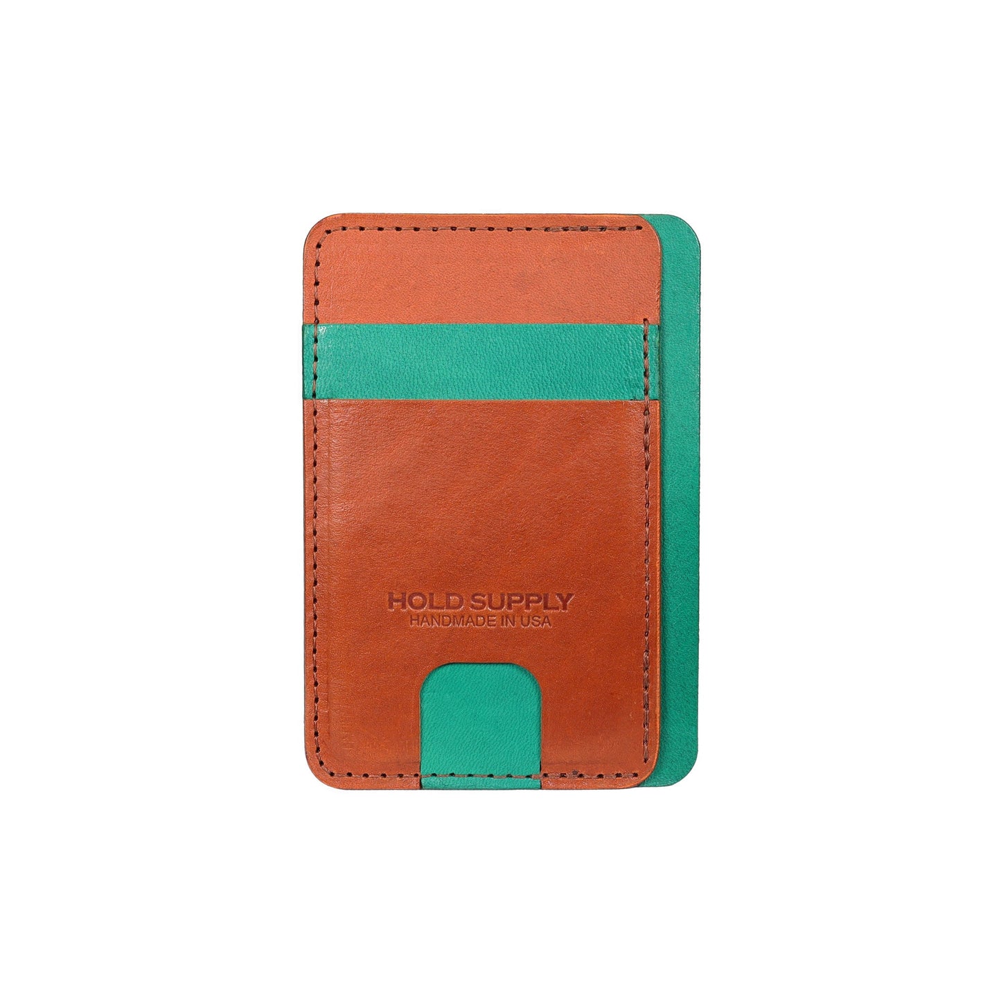Green and Brown Leather Front Pocket Wallet