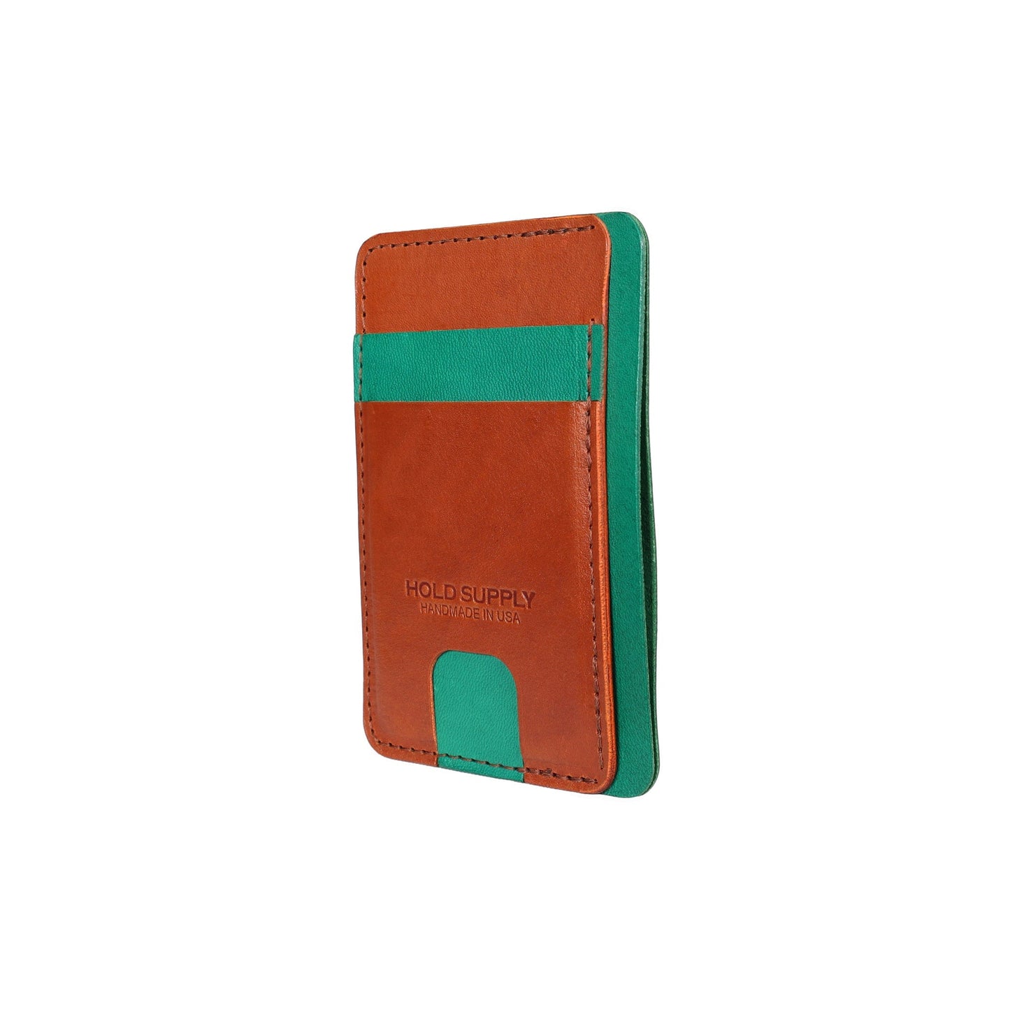 Green and Brown Leather Front Pocket Wallet