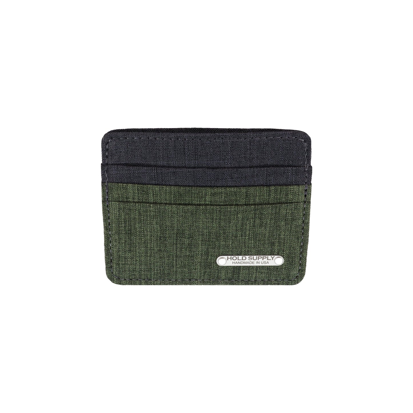Green and Gray Polyester Fabric Card Holder Wallet