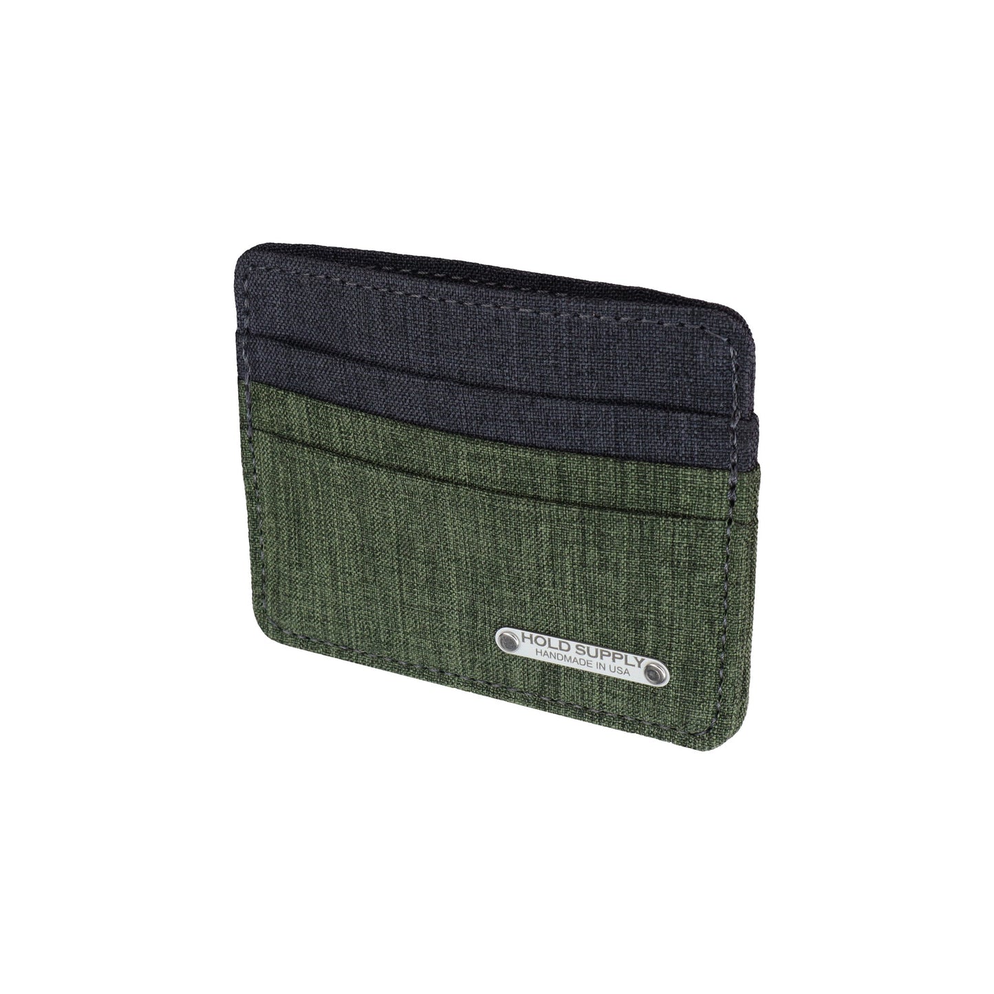 Green and Gray Polyester Fabric Card Holder Wallet