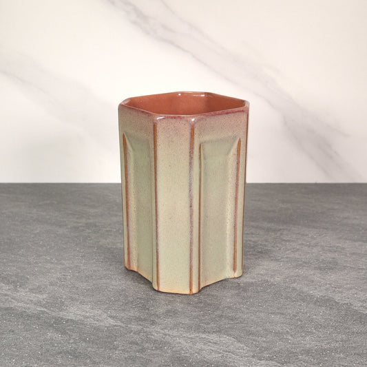 Green and Red Square Indented 16 oz Stoneware Cup