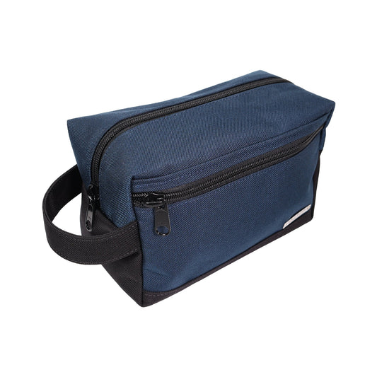 Navy Blue and Black Tall Canvas Toiletry Bag