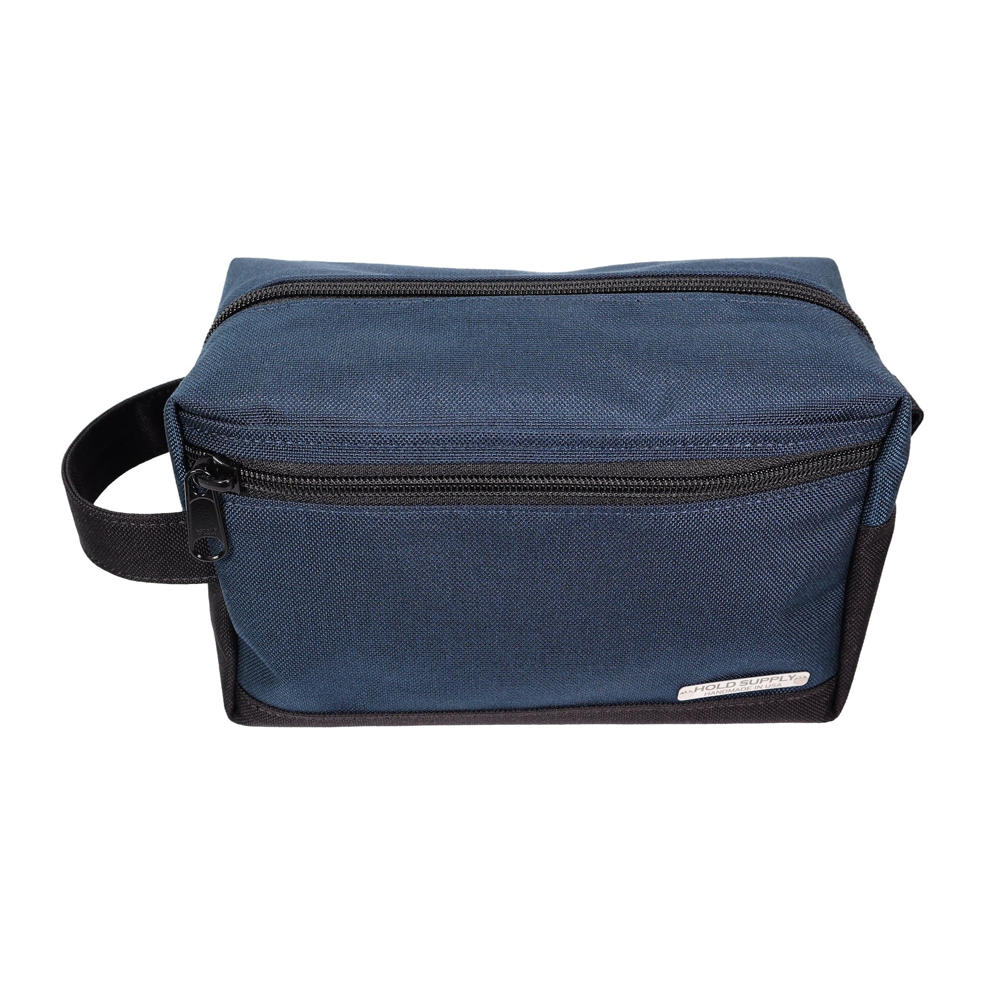Navy Blue and Black Tall Canvas Toiletry Bag
