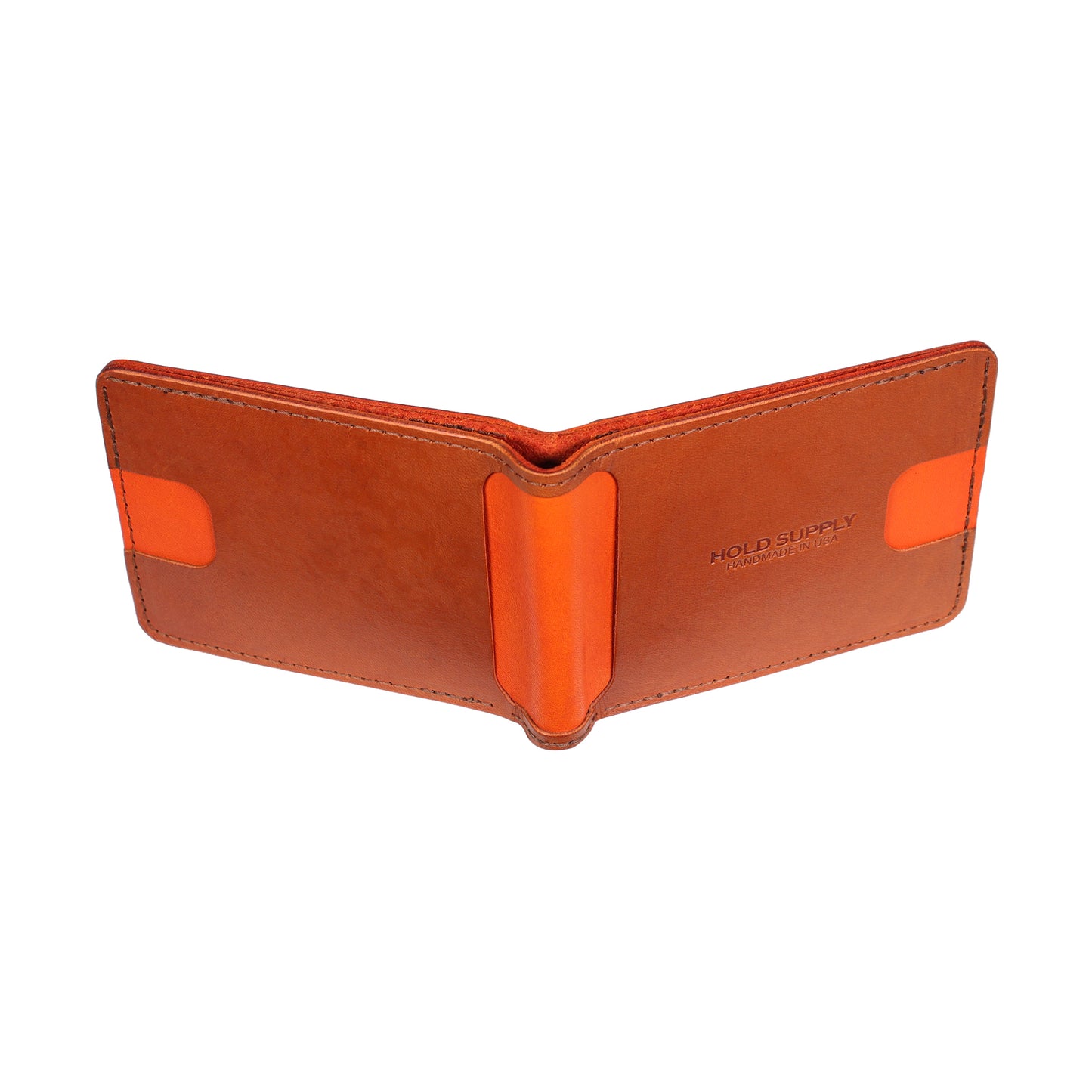 Orange and Brown Men's Leather Bifold Wallet