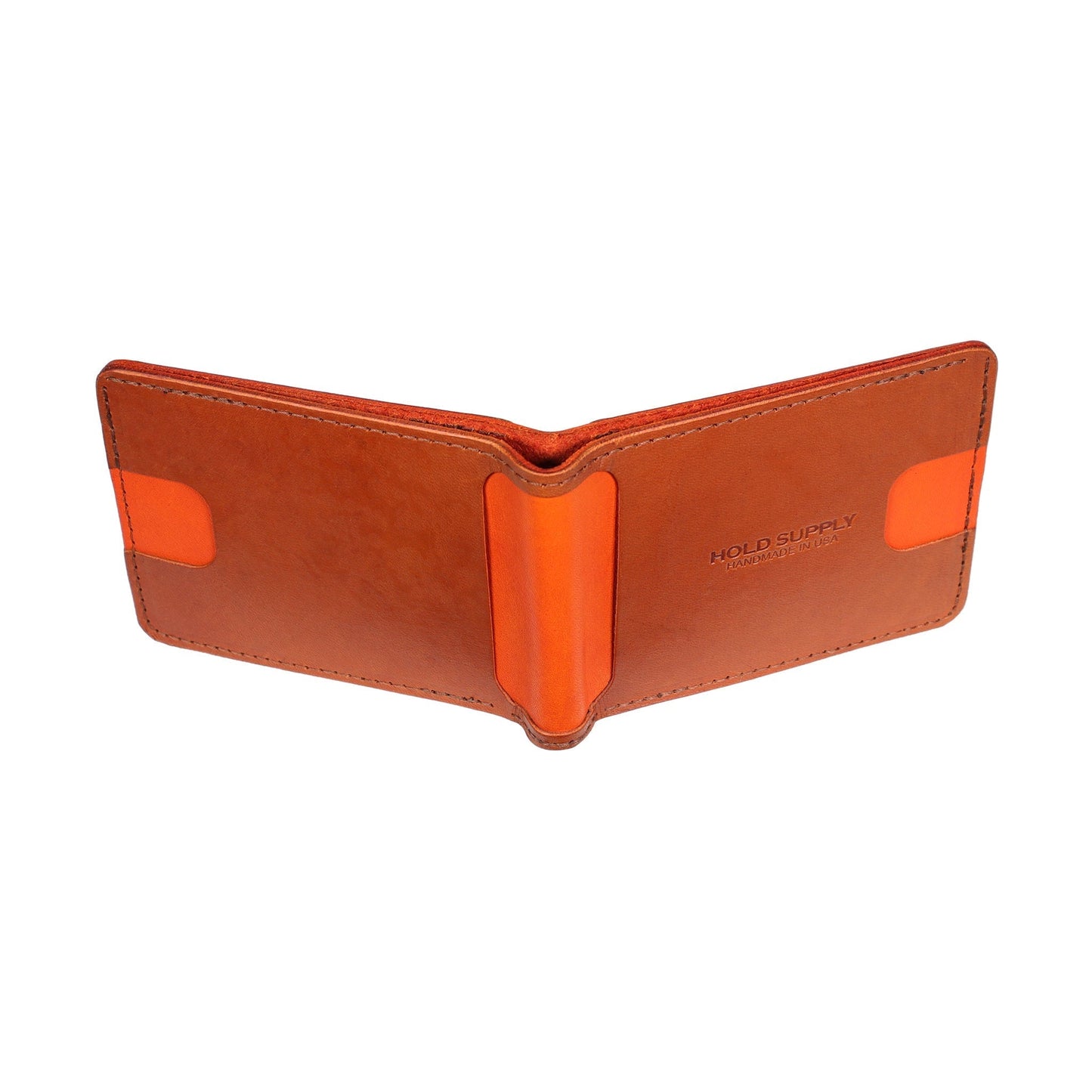 Orange and Brown Men's Leather Bifold Wallet