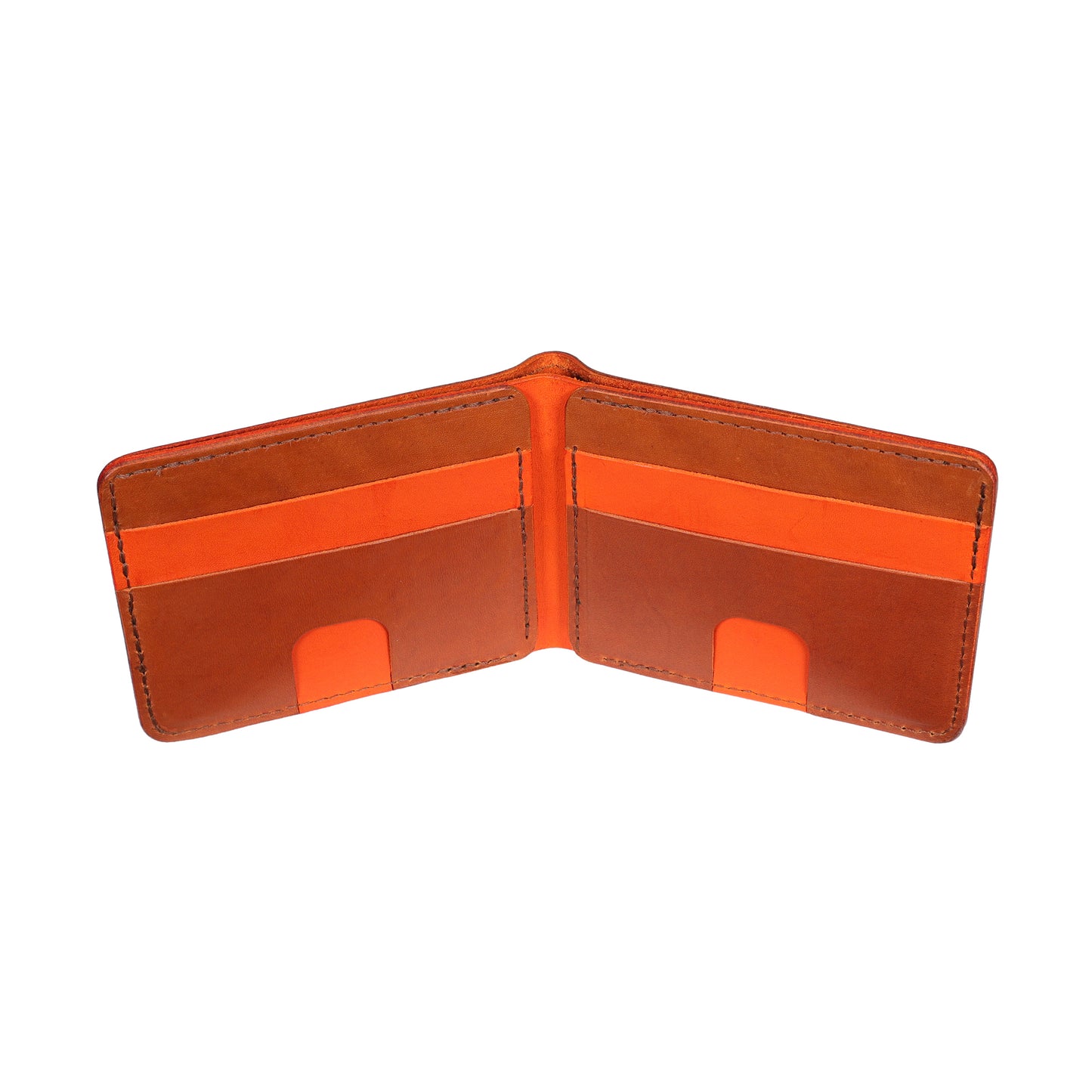 Orange and Brown Men's Leather Bifold Wallet