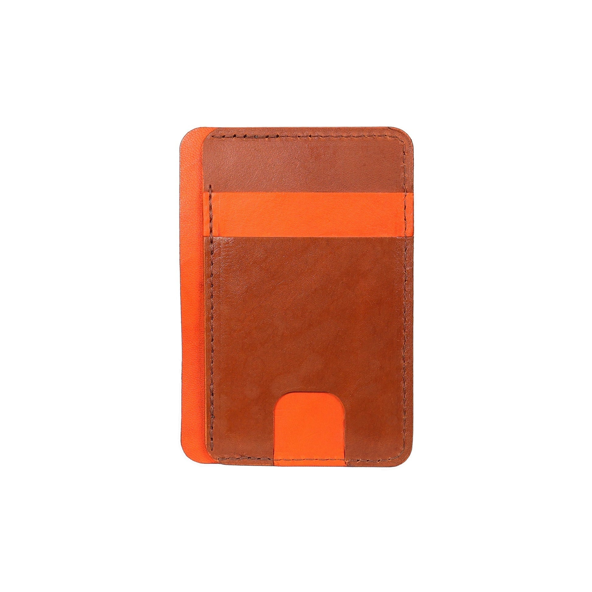 Orange and Brown Leather Front Pocket Wallet