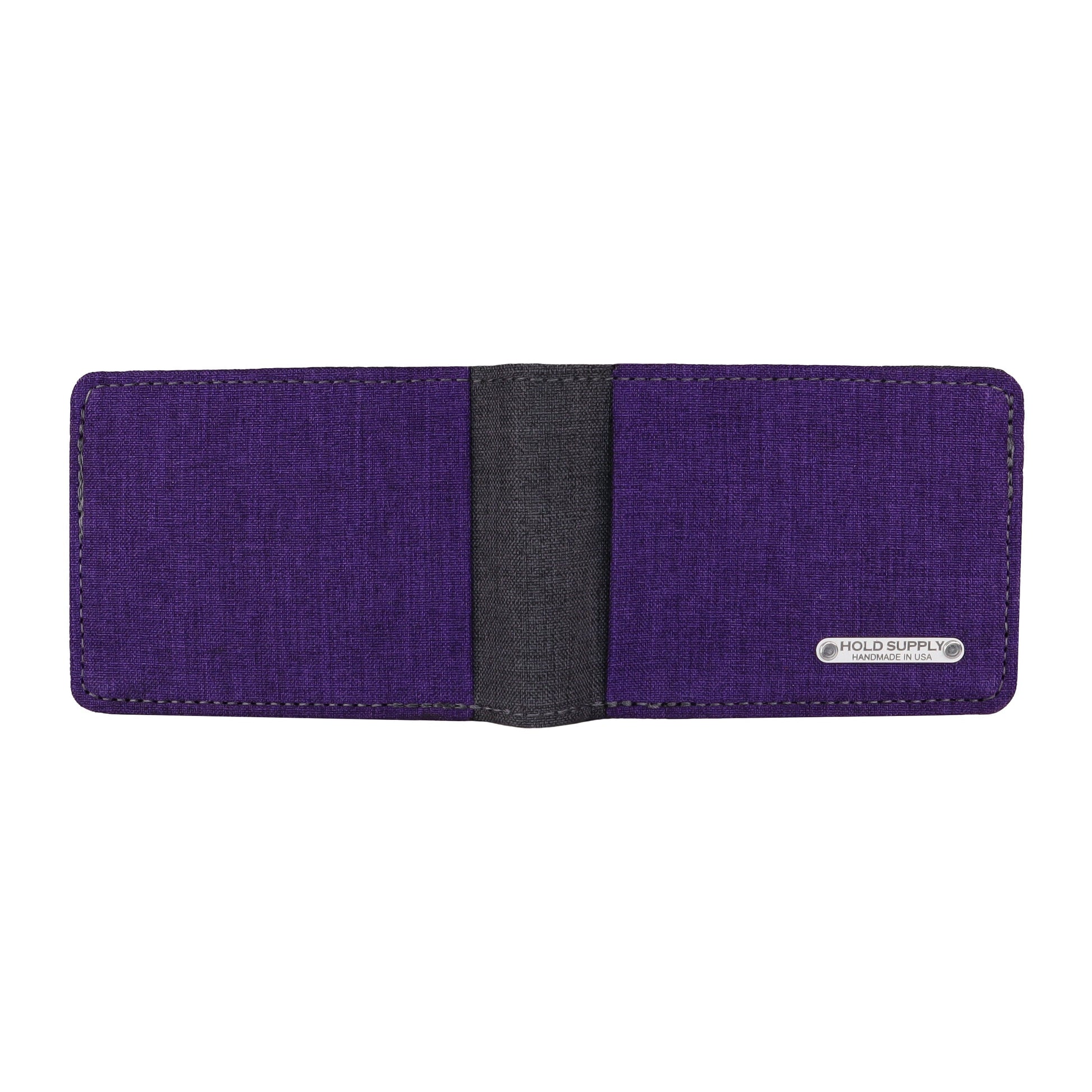 Purple and Gray Fabric Bifold Wallet
