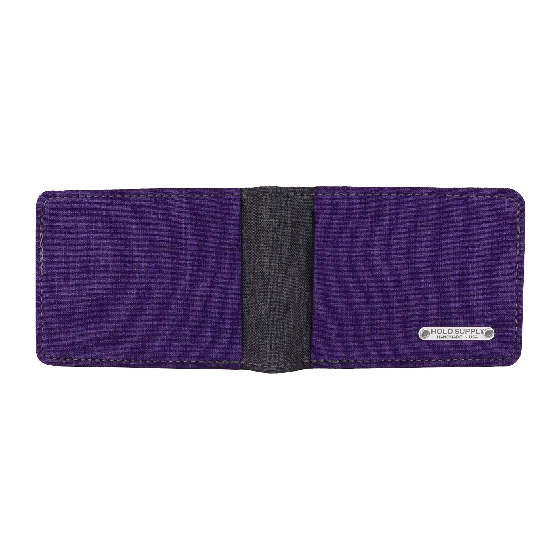 Purple and Gray Fabric Bifold Wallet