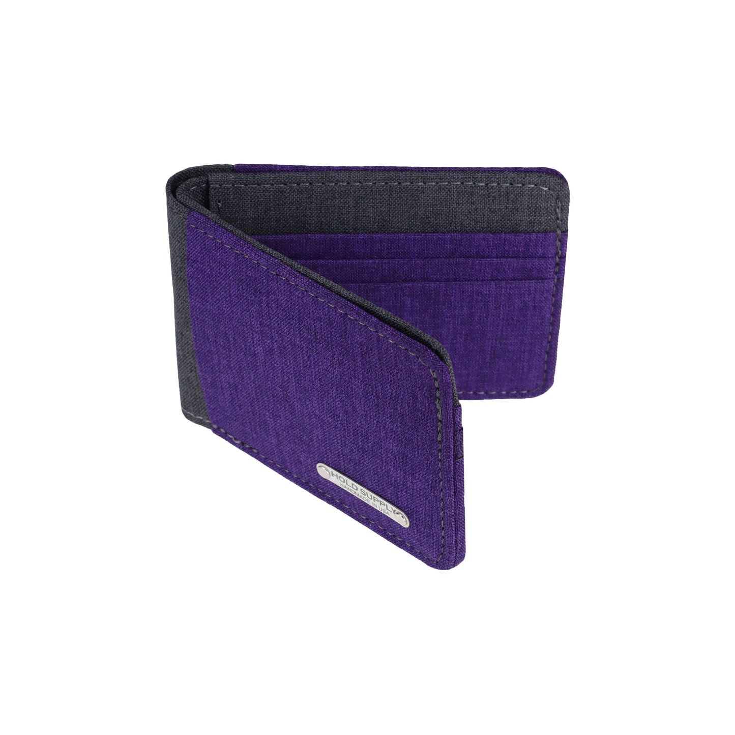 Purple and Gray Fabric Bifold Wallet