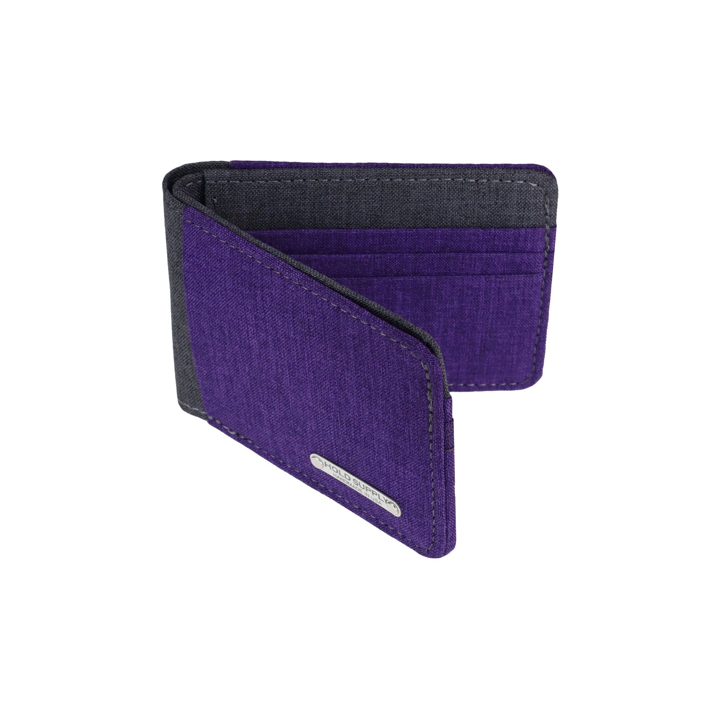 Purple and Gray Fabric Bifold Wallet