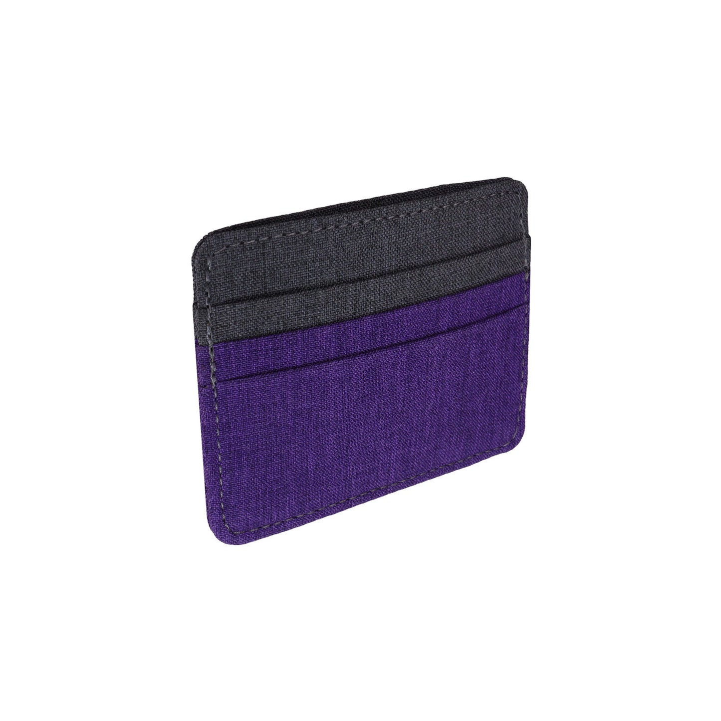 Purple and Gray Polyester Fabric Card Holder Wallet