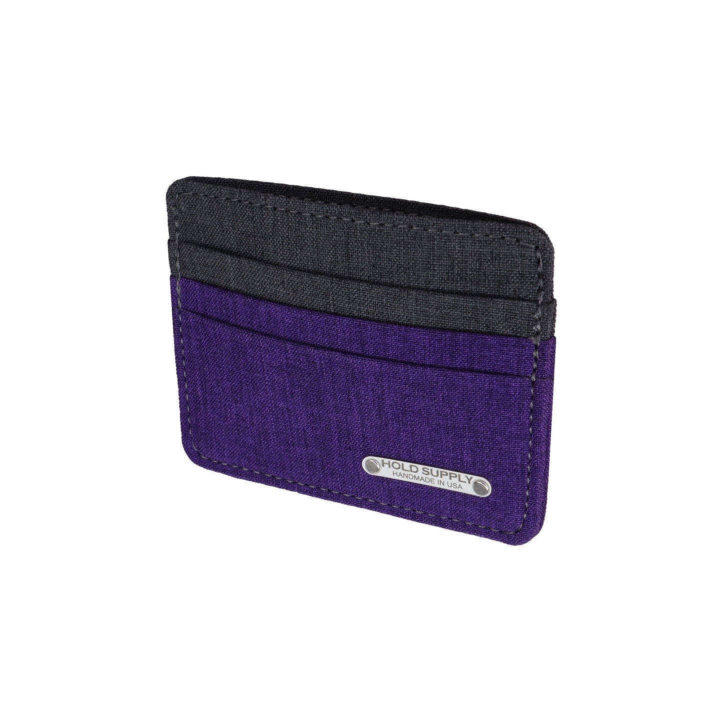 Purple and Gray Polyester Fabric Card Holder Wallet