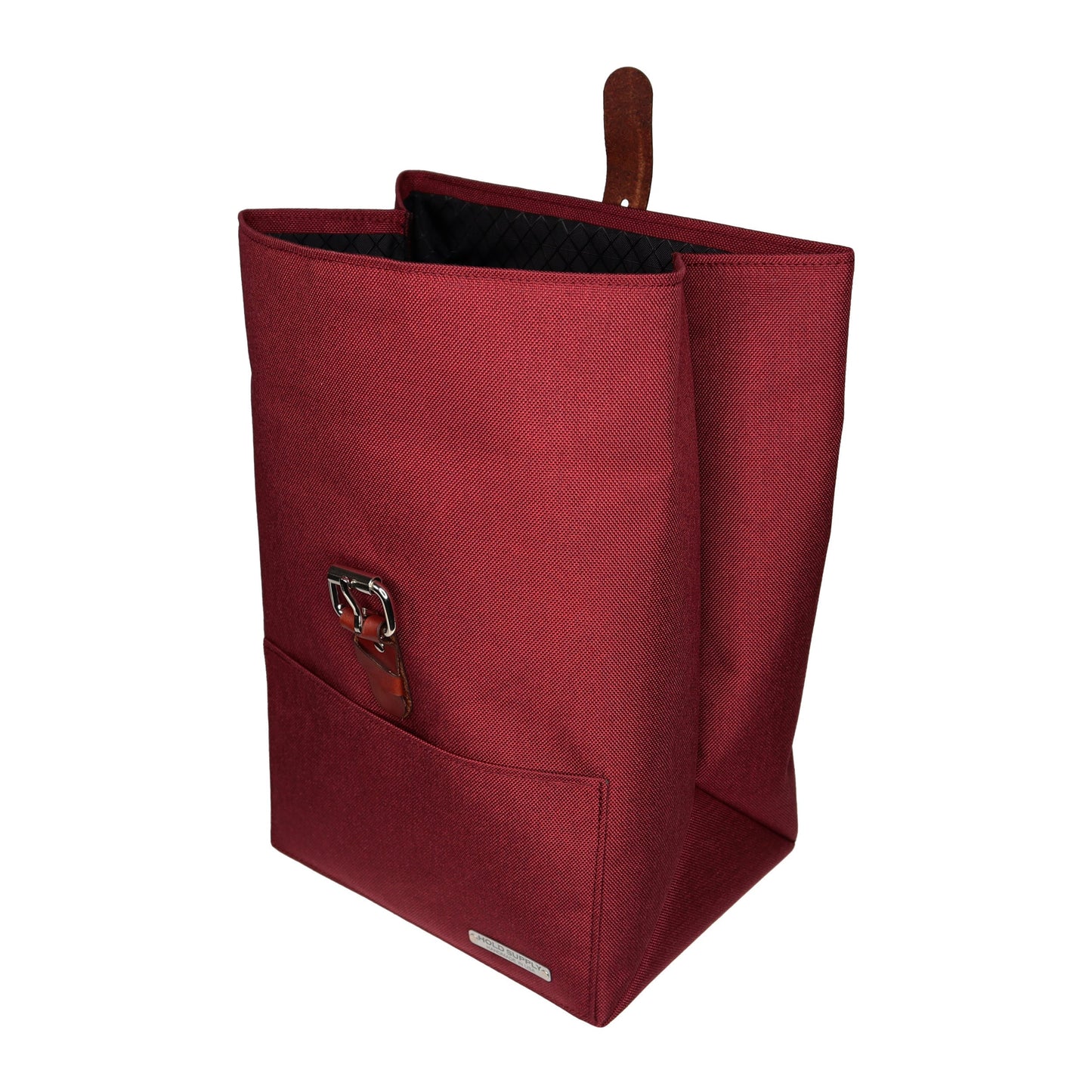 Red Canvas & Leather Fold Top Lunch Bag