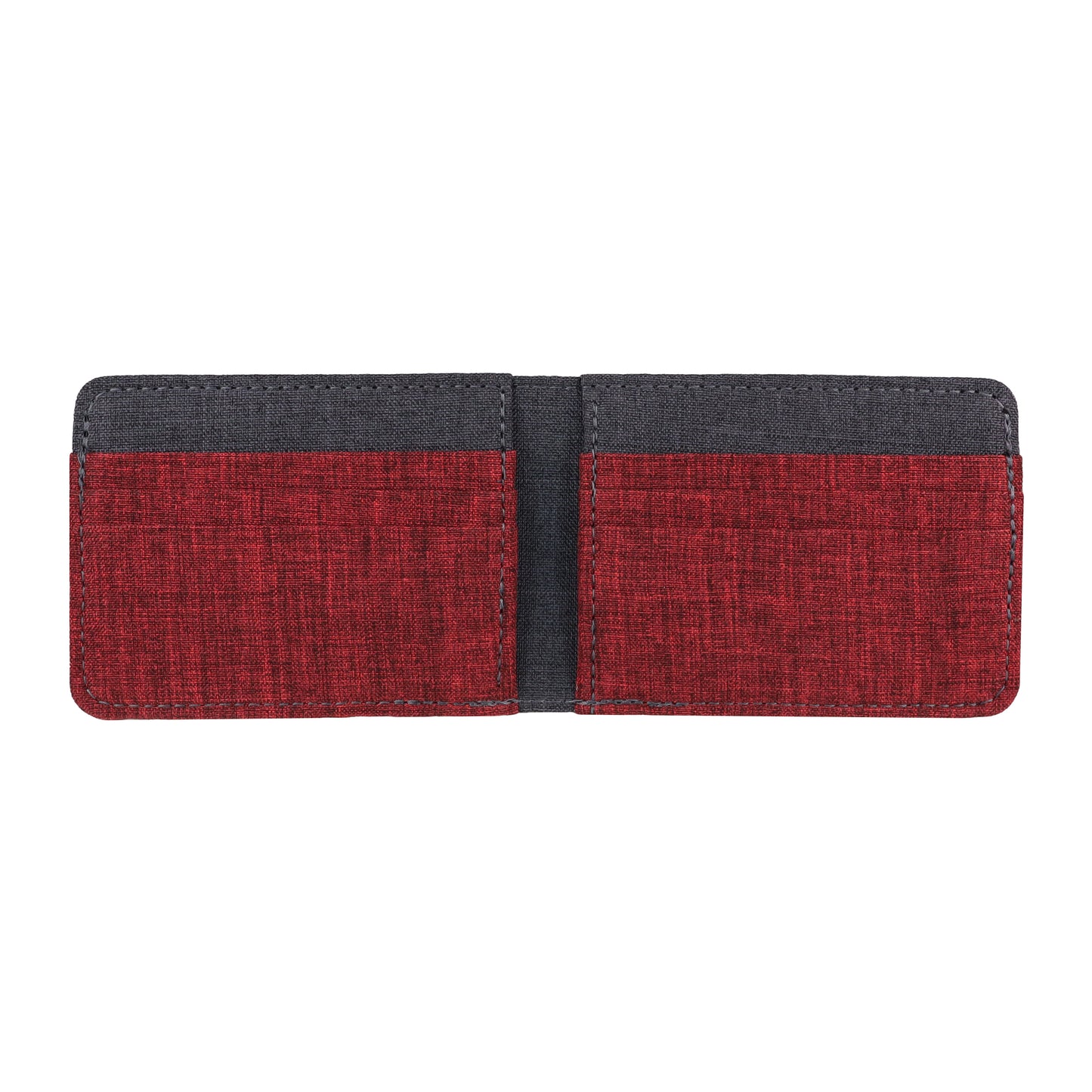 Red and Gray Fabric Bifold Wallet