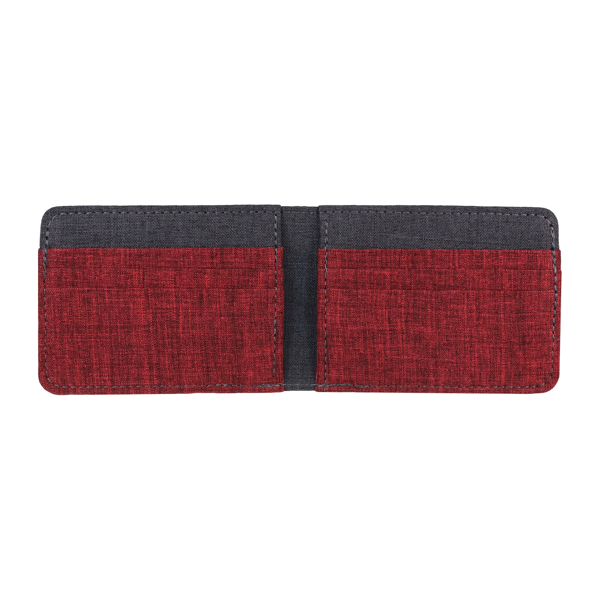 Red and Gray Fabric Bifold Wallet