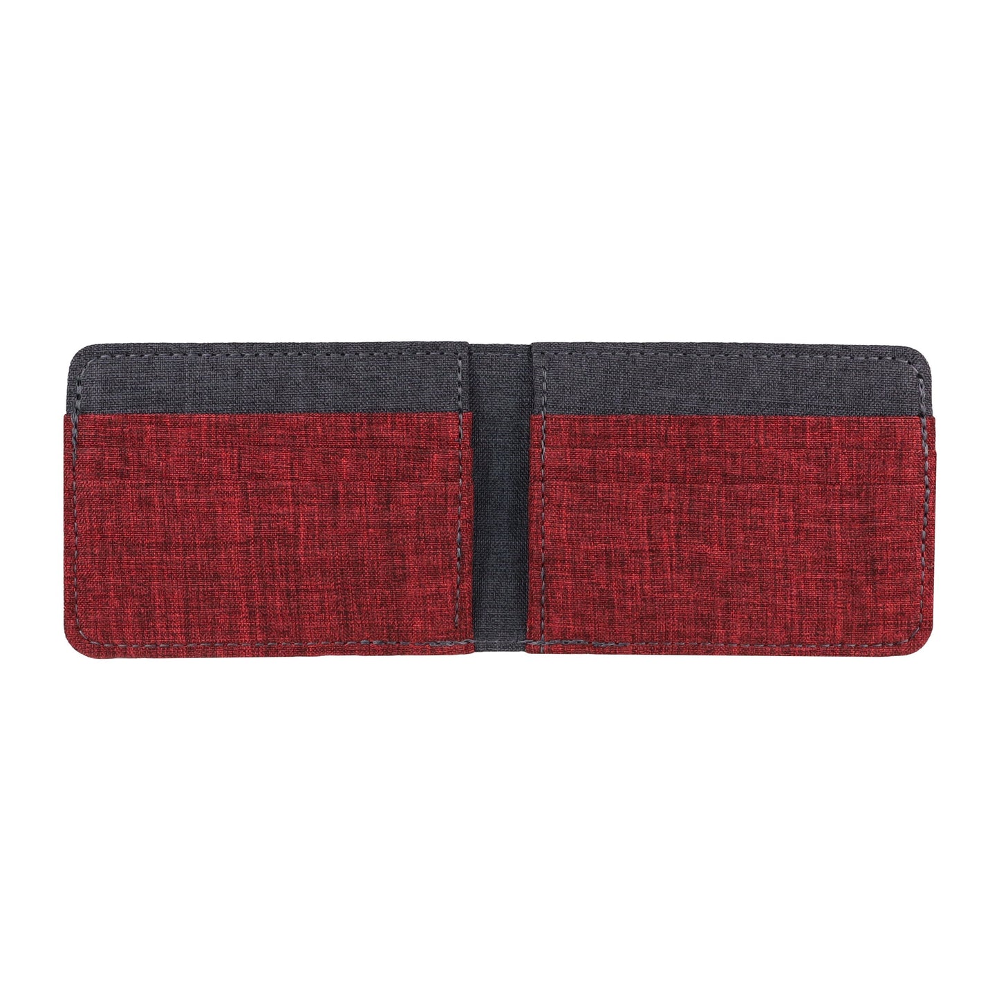 Red and Gray Fabric Bifold Wallet