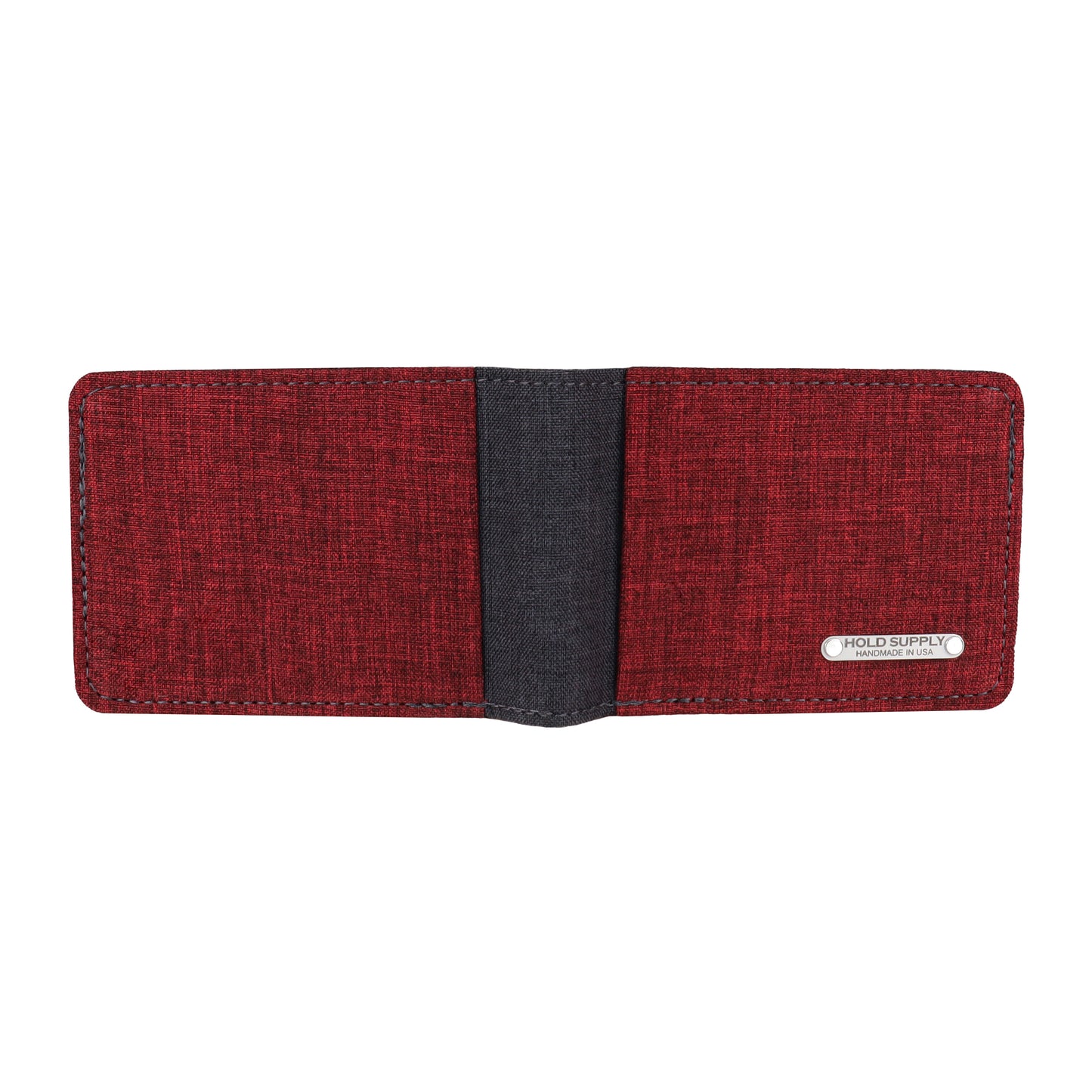 Red and Gray Fabric Bifold Wallet