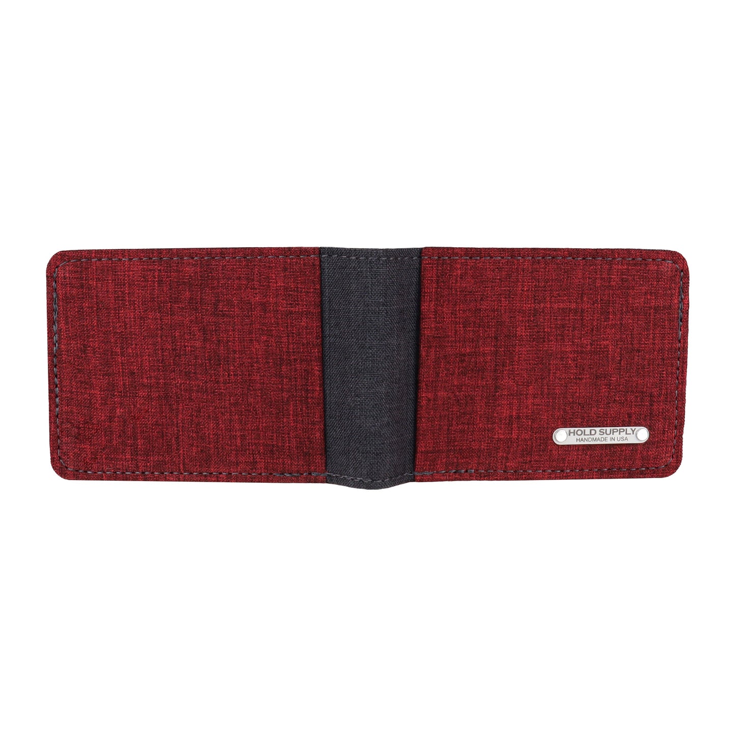 Red and Gray Fabric Bifold Wallet