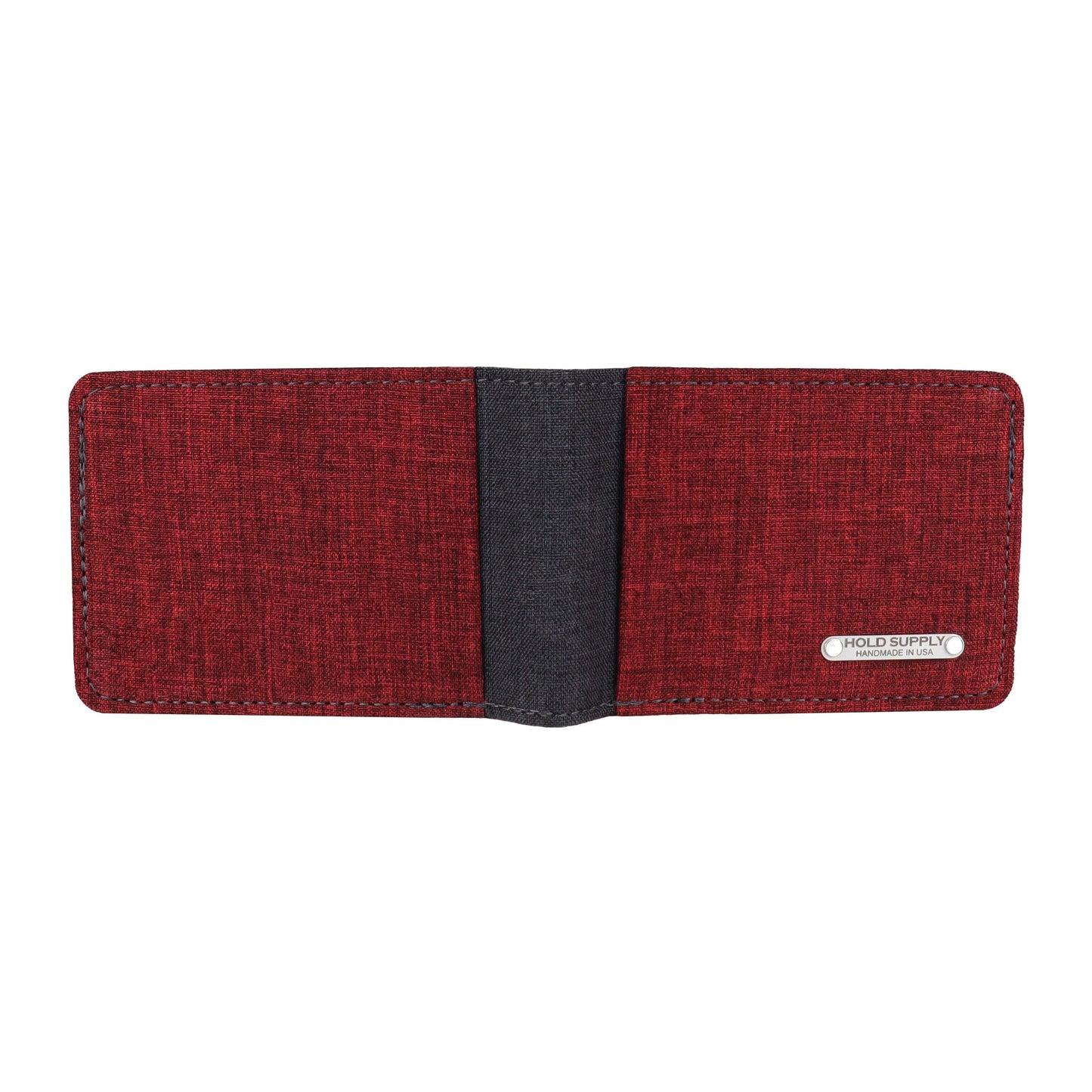 Red and Gray Fabric Bifold Wallet