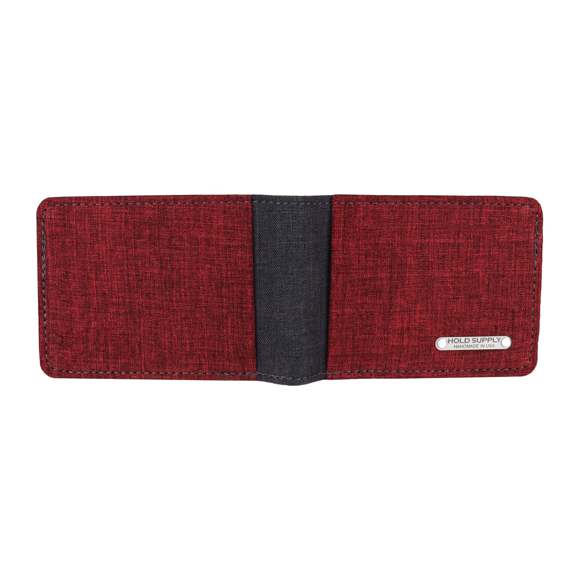 Red and Gray Fabric Bifold Wallet