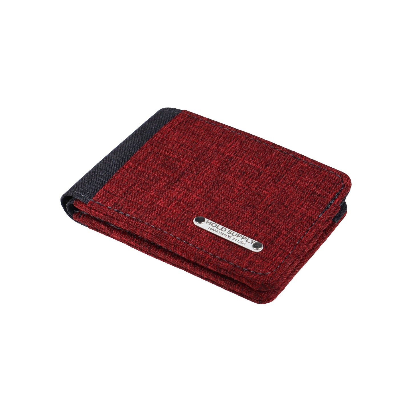 Red and Gray Fabric Bifold Wallet