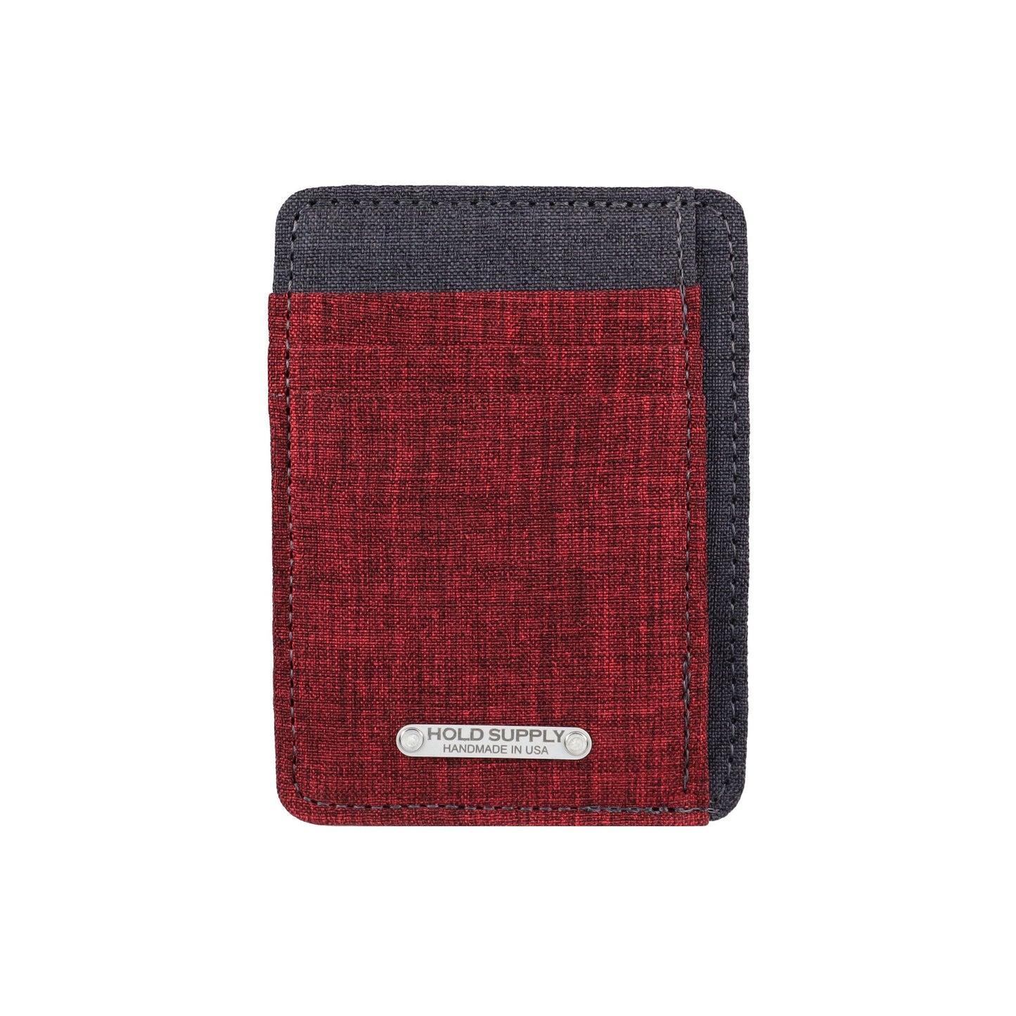 Red and Gray Fabric Front Pocket Wallet
