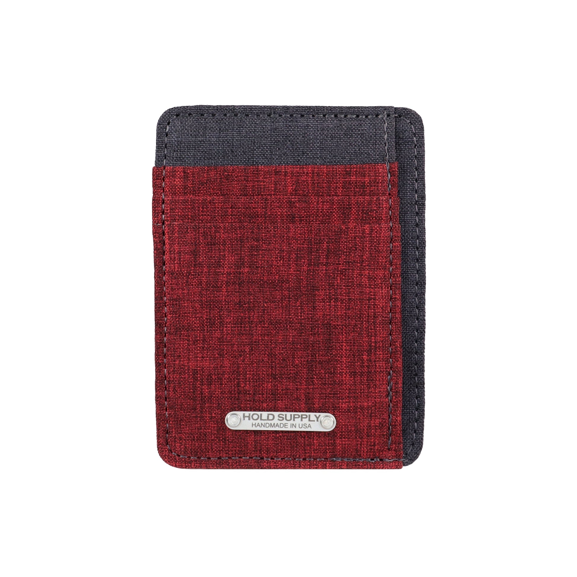 Red and Gray Fabric Front Pocket Wallet