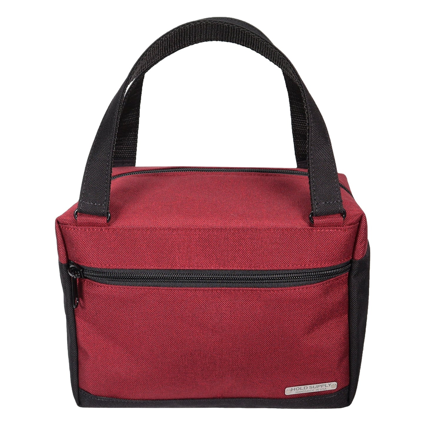 Red and Black Insulated Canvas Zippered Lunch Bag