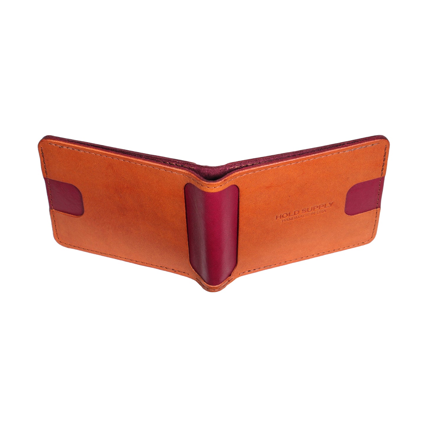 Red and Brown Men's Leather Bifold Wallet