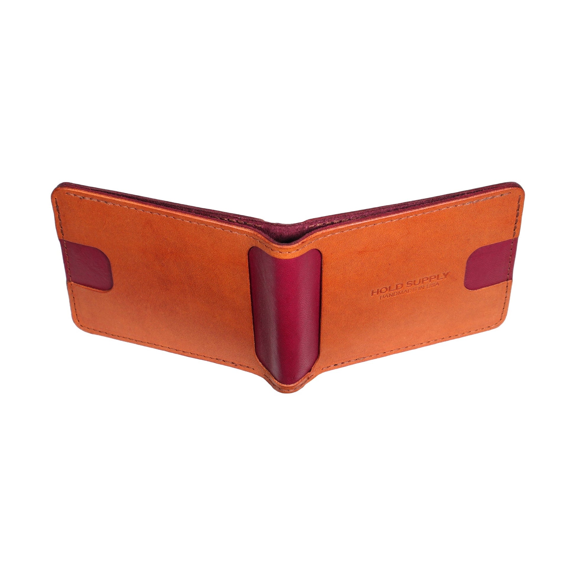 Red and Brown Men's Leather Bifold Wallet