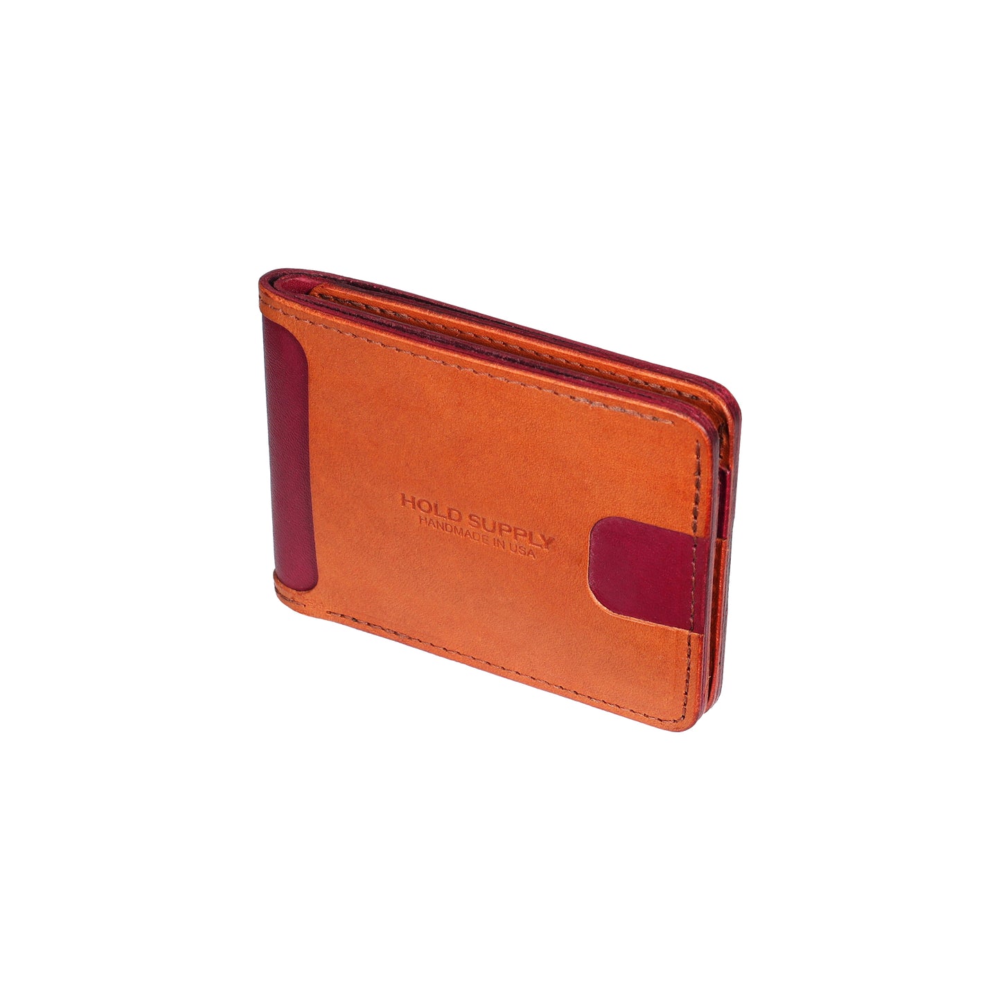 Red and Brown Men's Leather Bifold Wallet