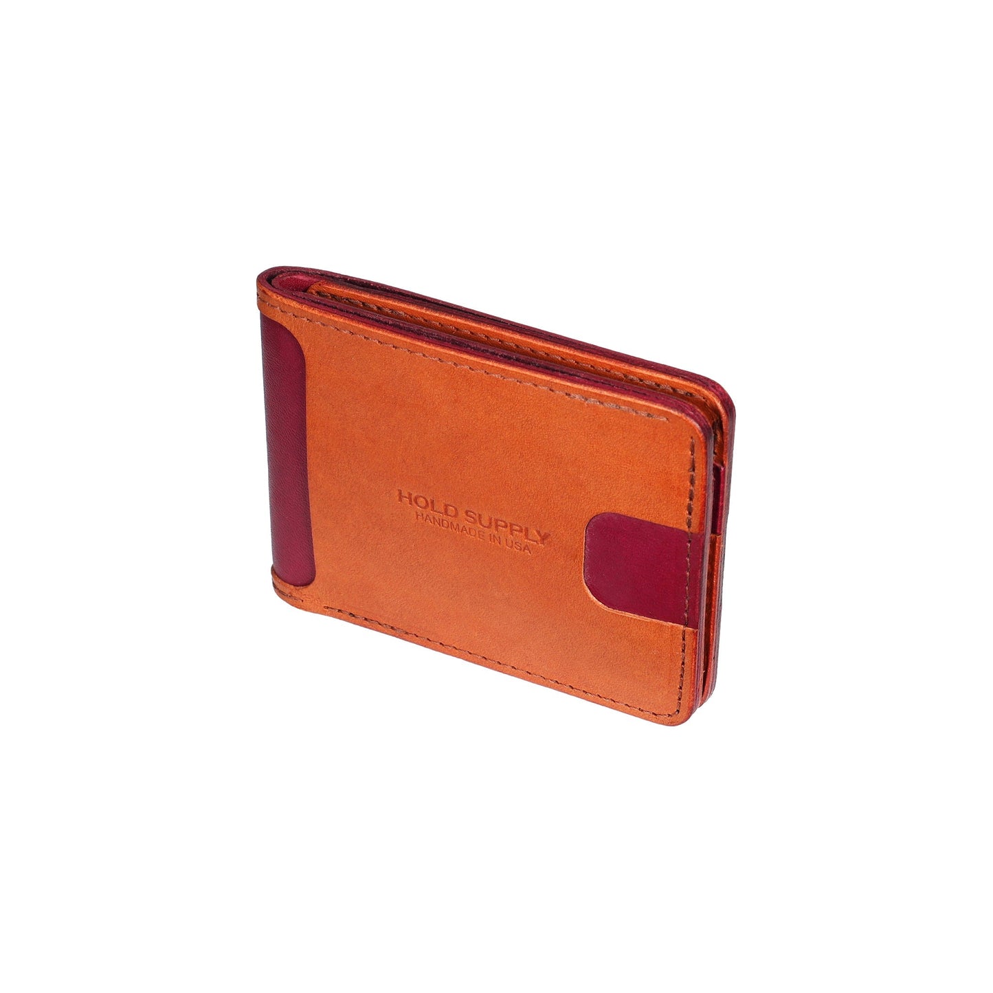 Red and Brown Men's Leather Bifold Wallet