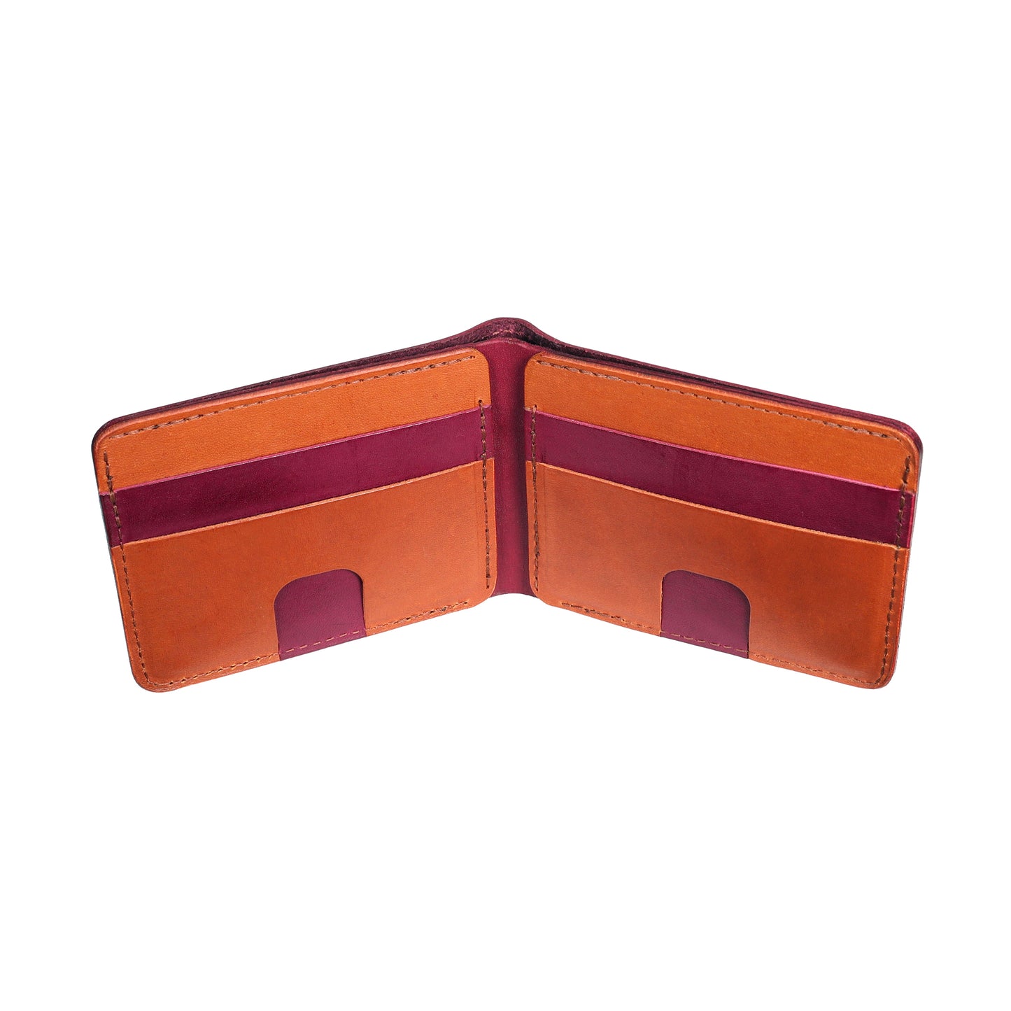 Red and Brown Men's Leather Bifold Wallet