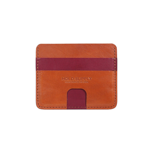 Red and Brown Leather Card Holder Wallet