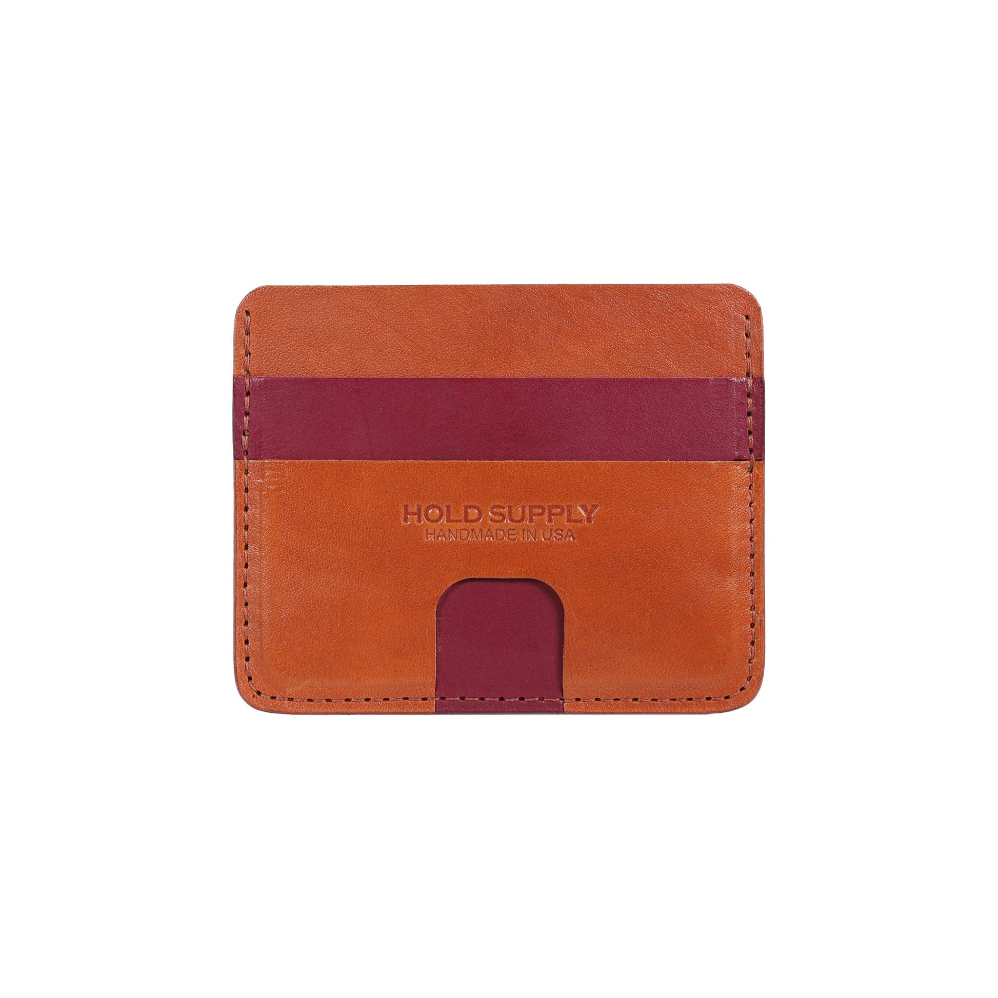 Red and Brown Leather Card Holder Wallet
