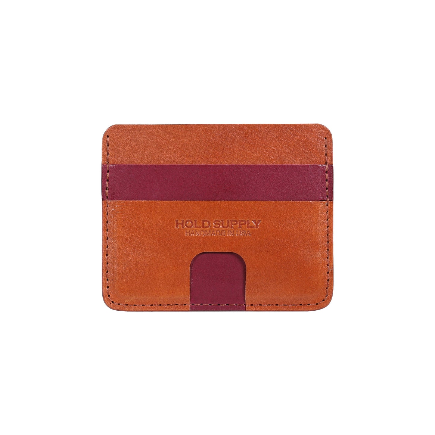Red and Brown Leather Card Holder Wallet