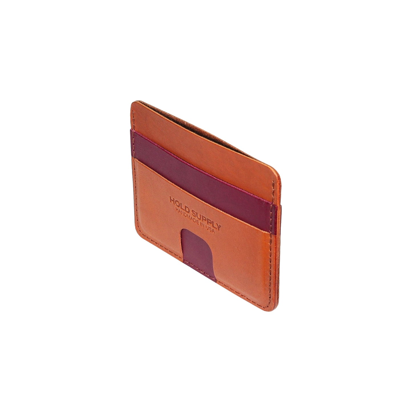 Red and Brown Leather Card Holder Wallet