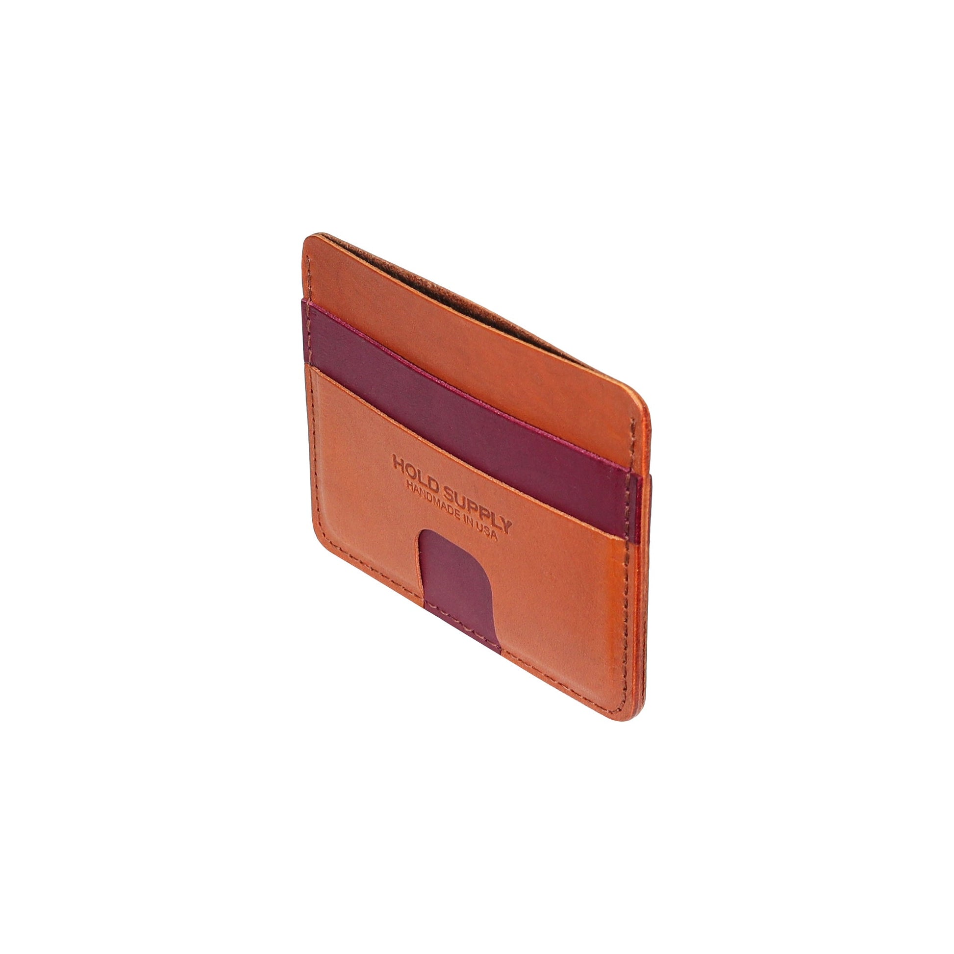 Red and Brown Leather Card Holder Wallet