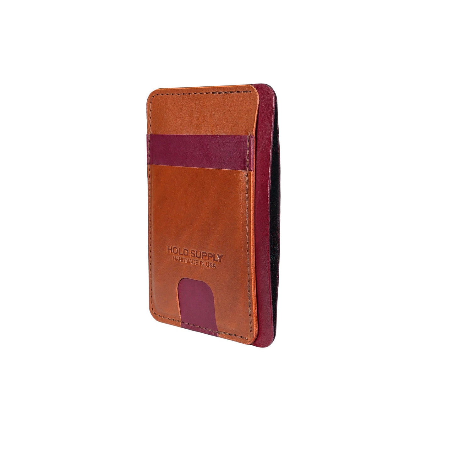 Red and Brown Leather Front Pocket Wallet