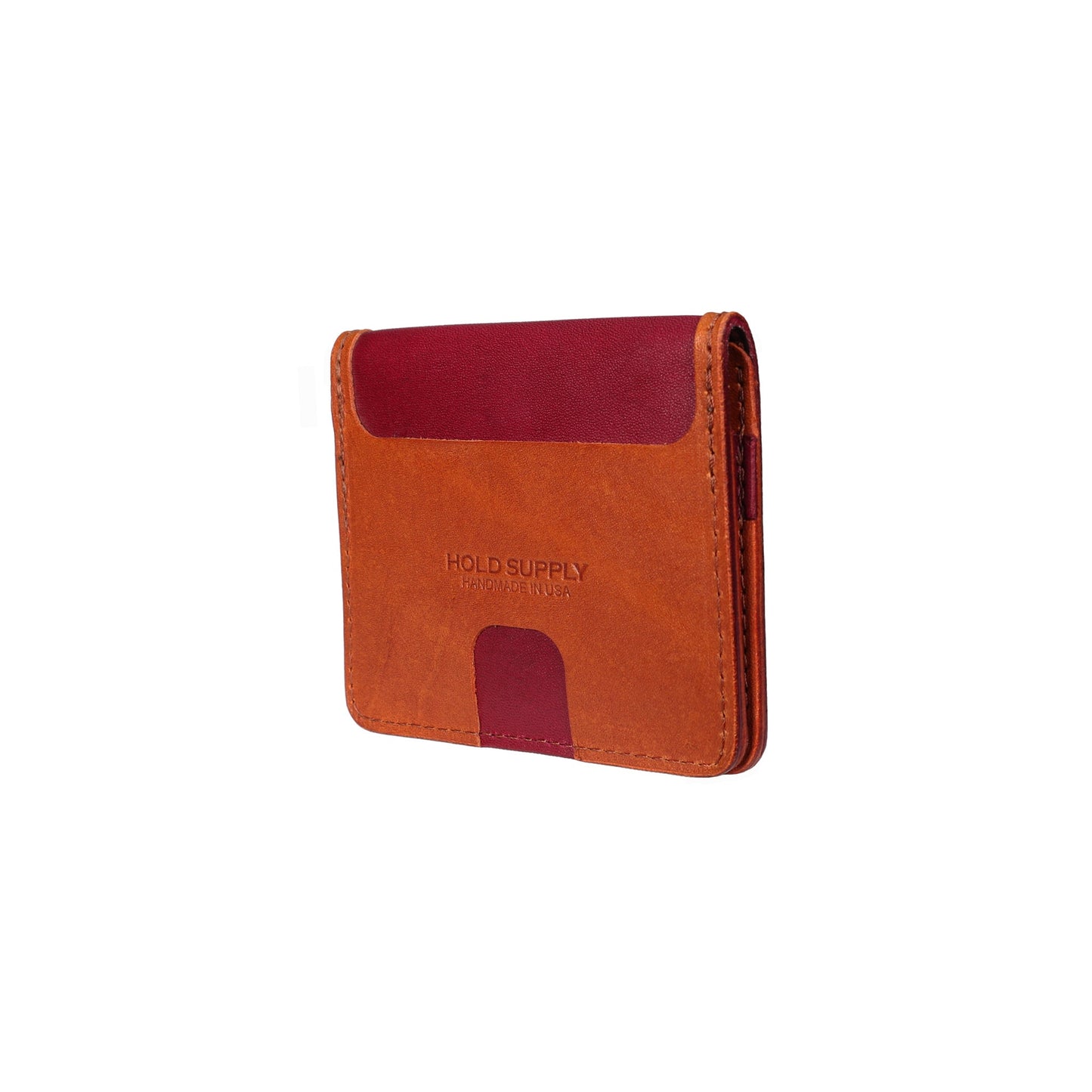 Red and Brown Leather Vertical Bifold Wallet