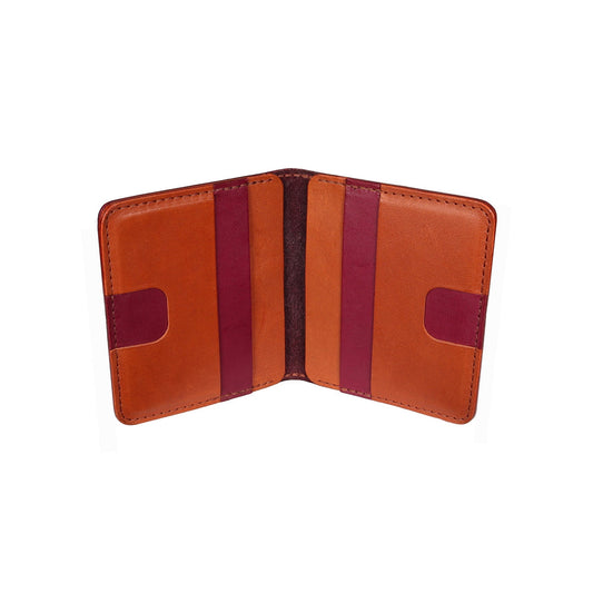 Red and Brown Leather Vertical Bifold Wallet
