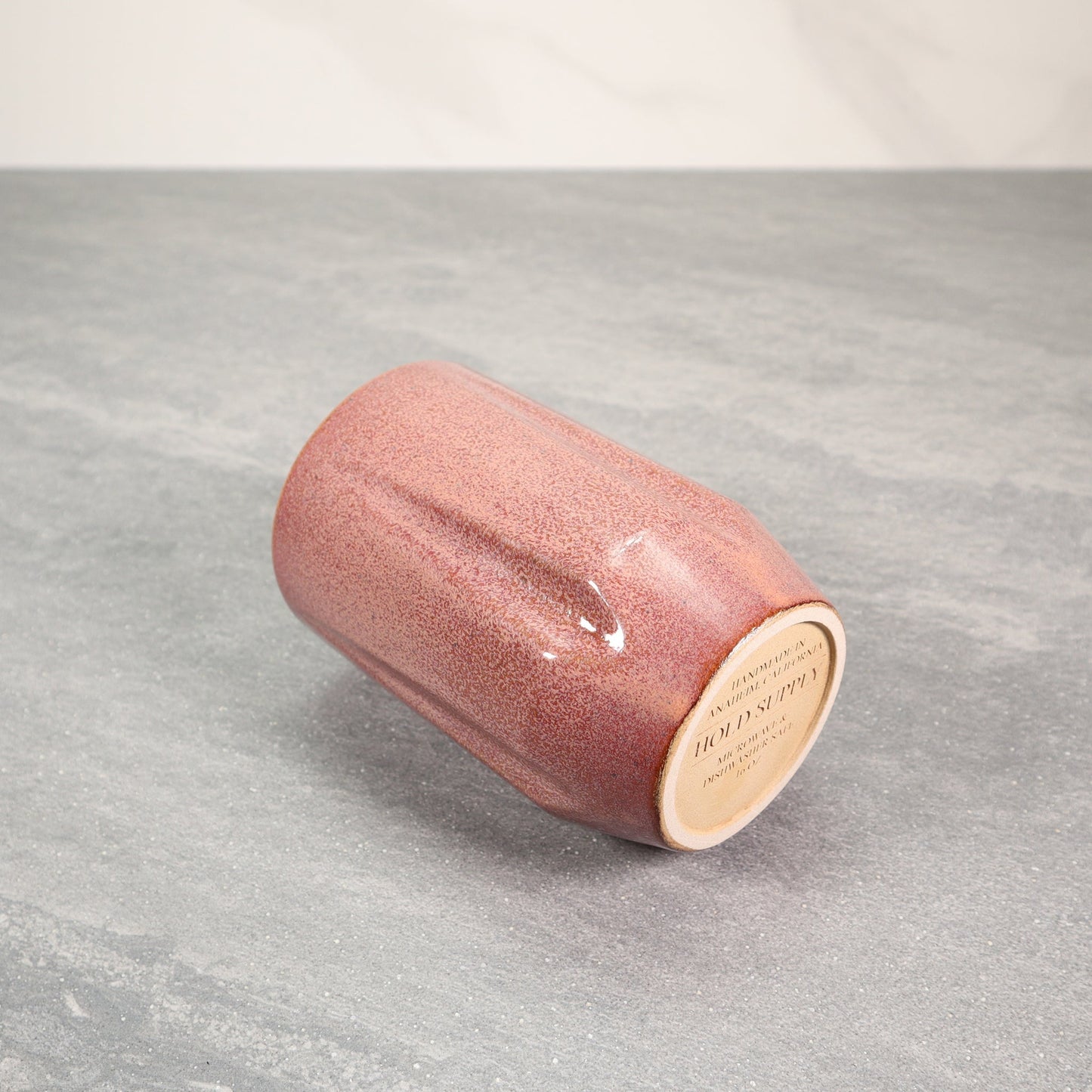 Red Exterior / Gray Interior Round Notched 16 oz Stoneware Cup